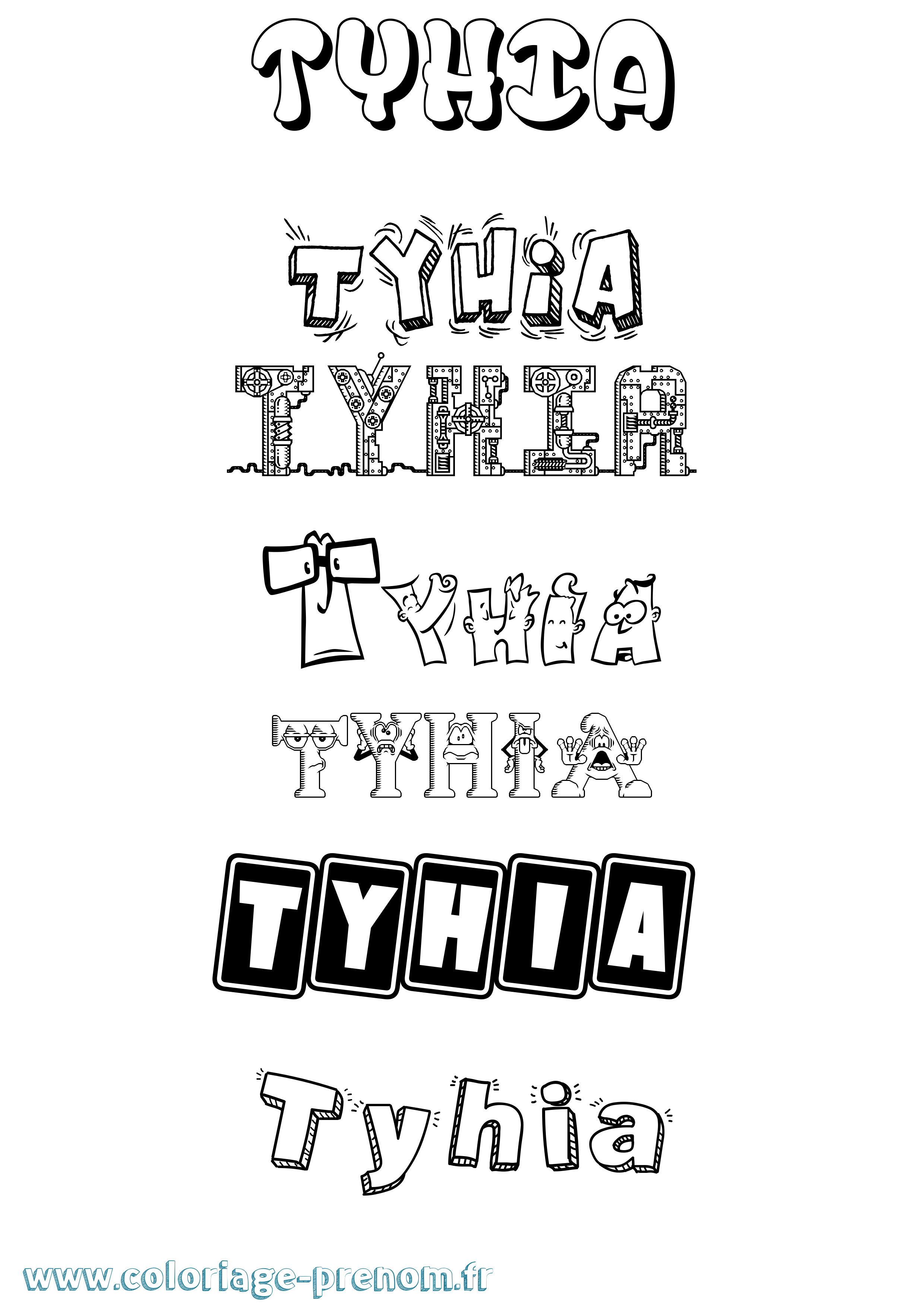Coloriage Tyhia Fun Coloriage prénom Tyhia Fun