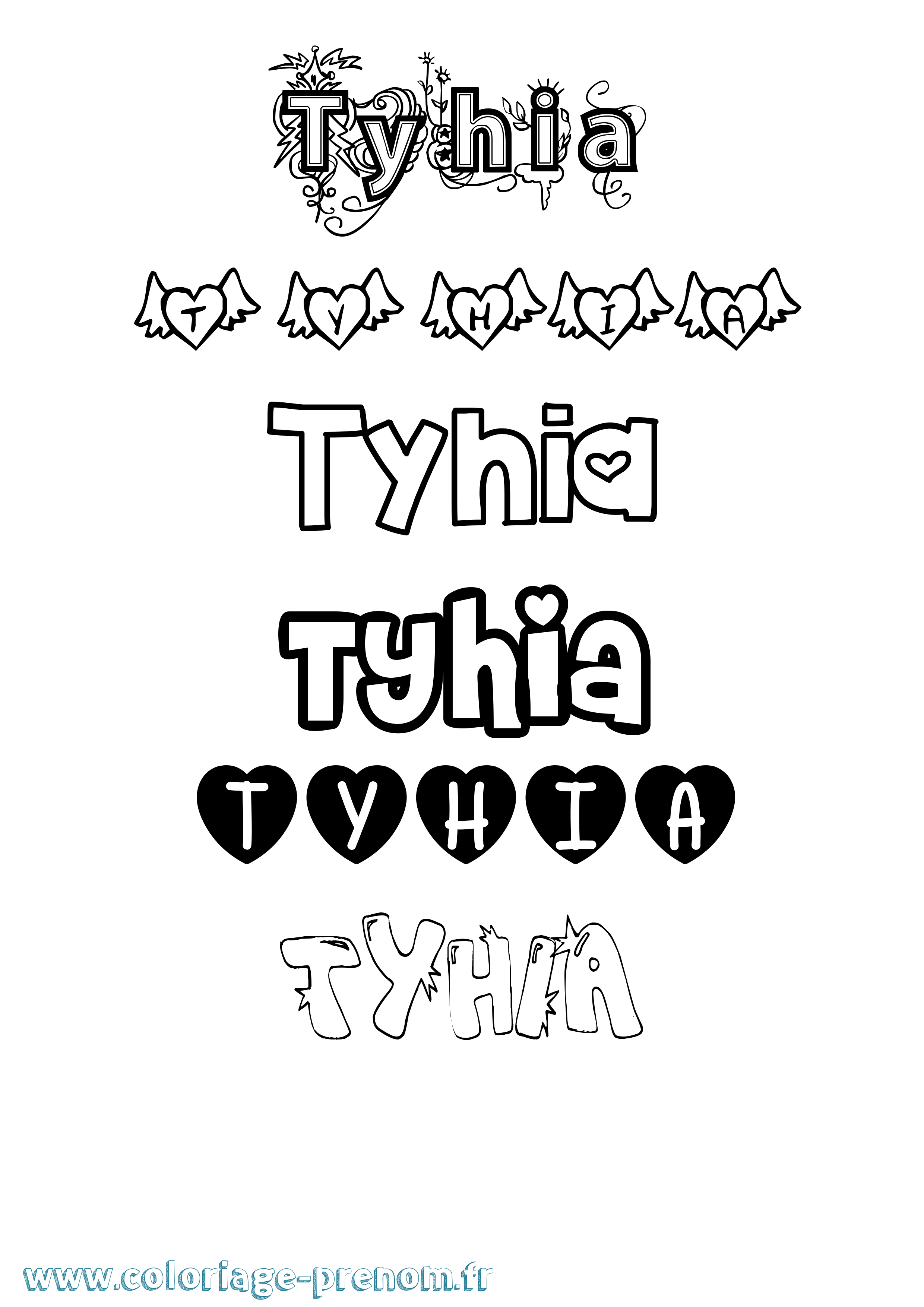 Coloriage Tyhia Girly Coloriage prénom Tyhia Girly