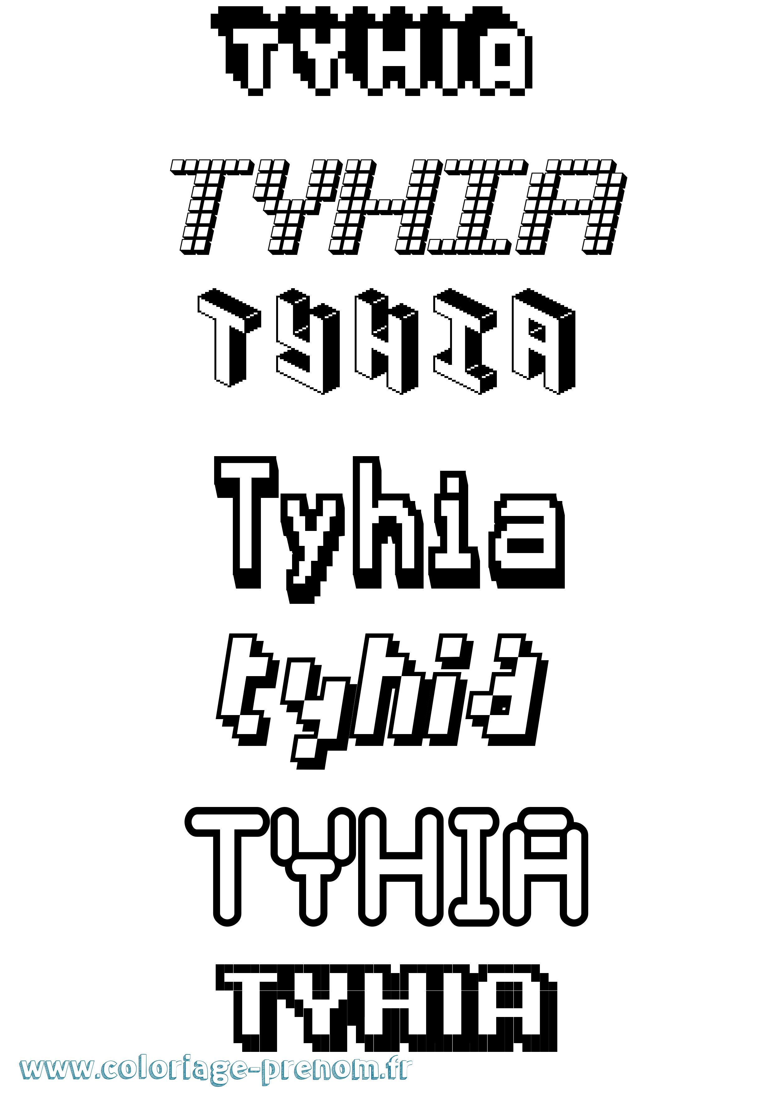 Coloriage Tyhia Pixel Coloriage prénom Tyhia Pixel