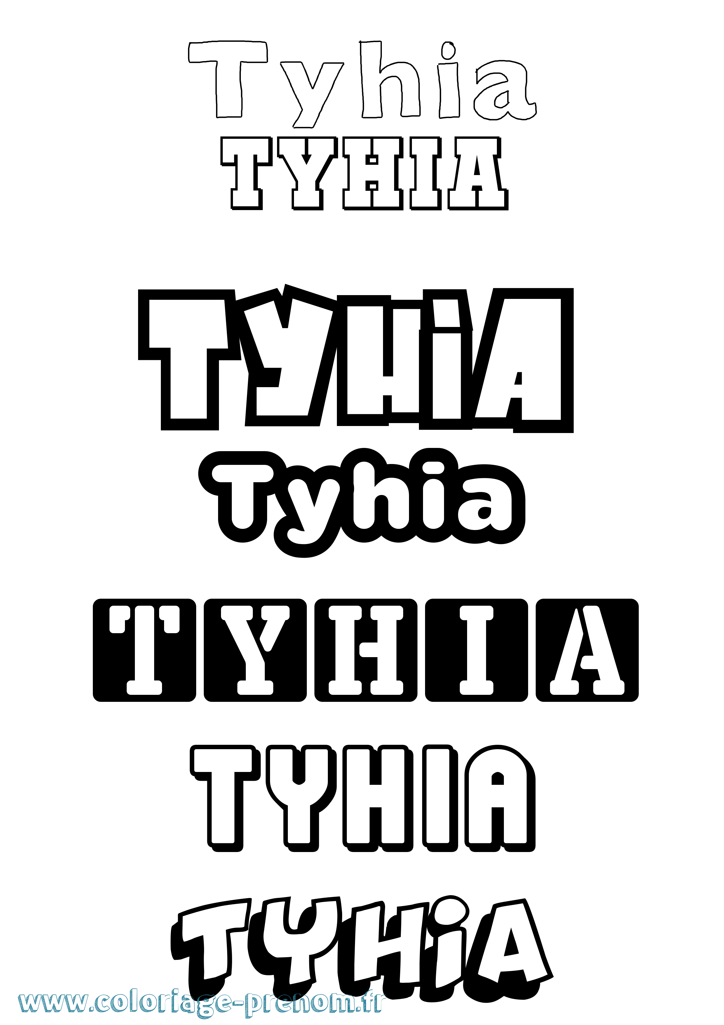 Coloriage Tyhia Simple Coloriage prénom Tyhia Simple