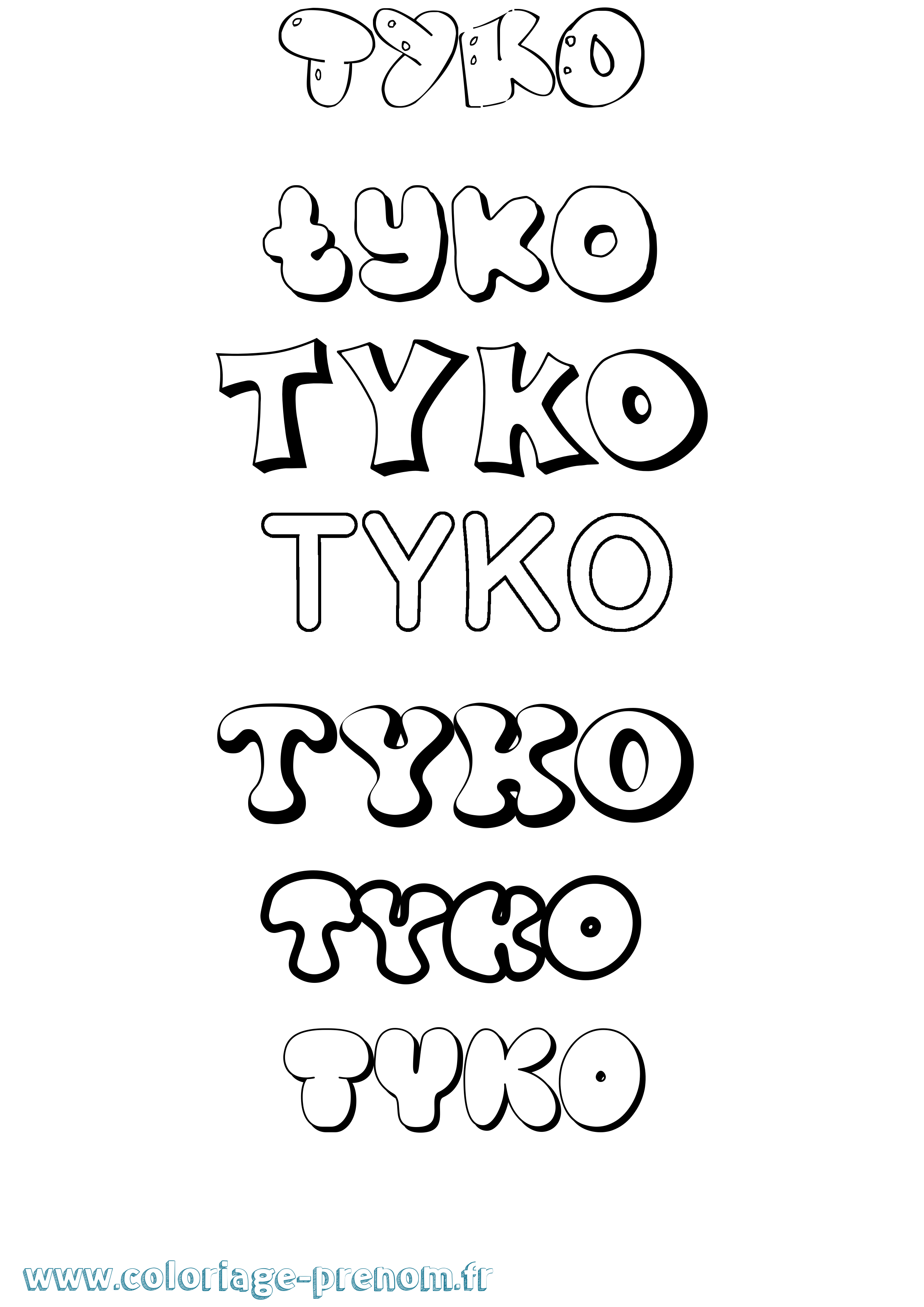 Coloriage Tyko Bubble Coloriage prénom Tyko Bubble