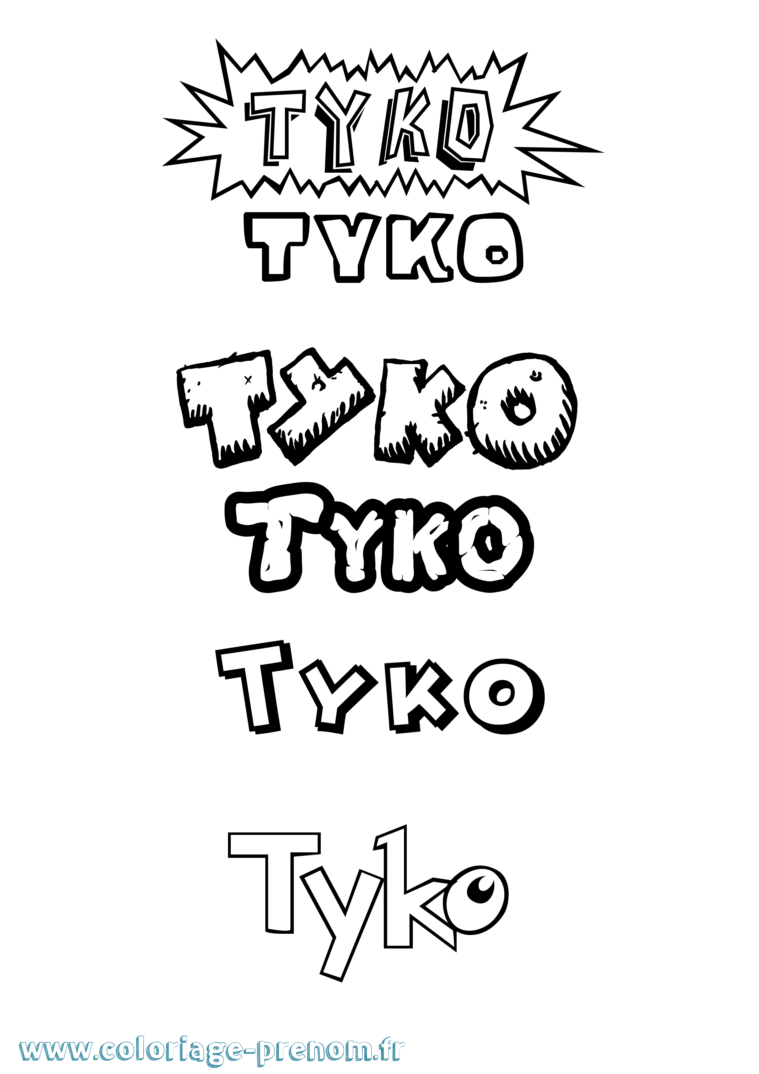Coloriage Tyko Dessin Animé Coloriage prénom Tyko Dessin Animé