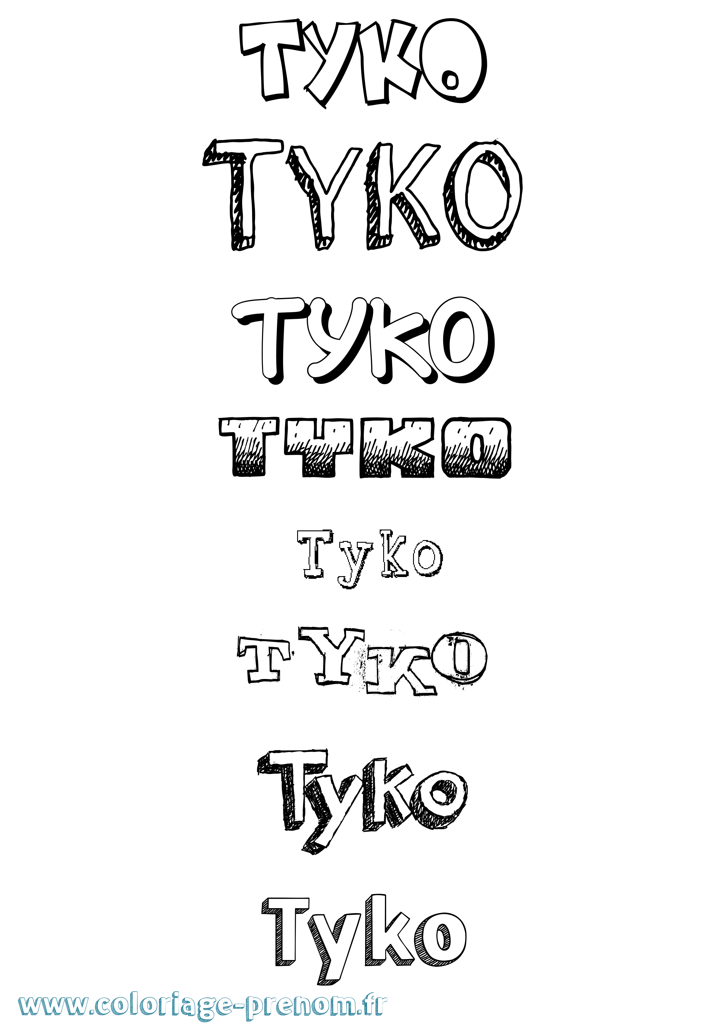 Coloriage Tyko Dessiné Coloriage prénom Tyko Dessiné