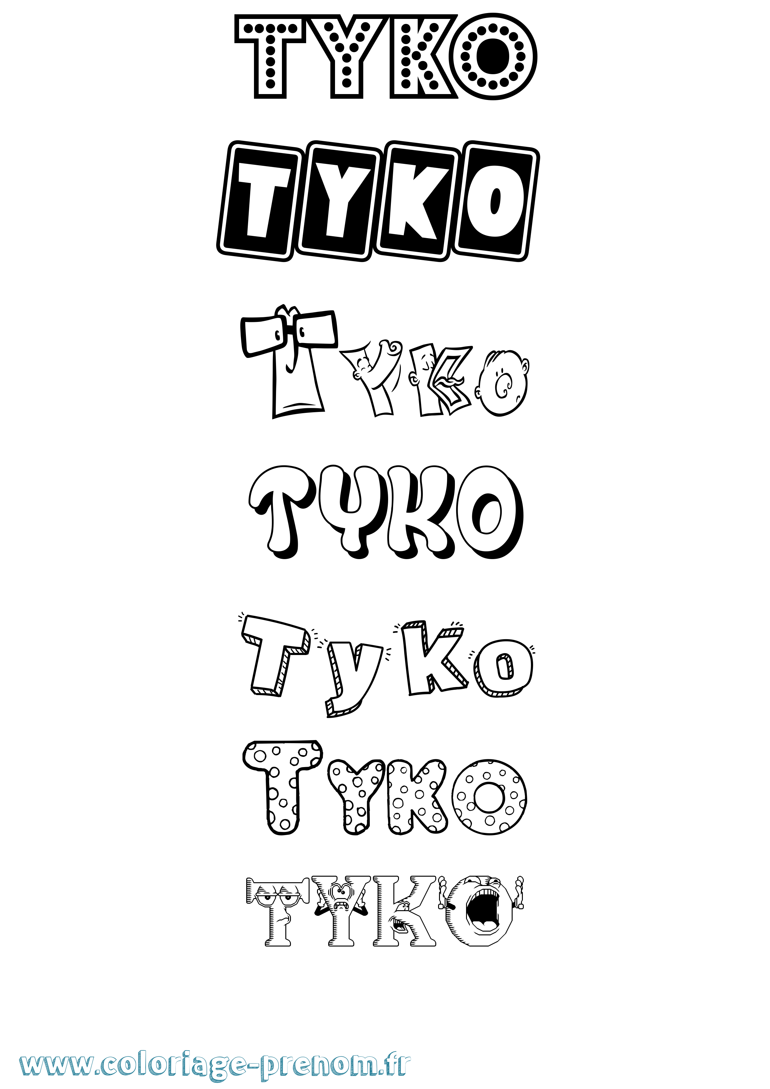 Coloriage Tyko Fun Coloriage prénom Tyko Fun