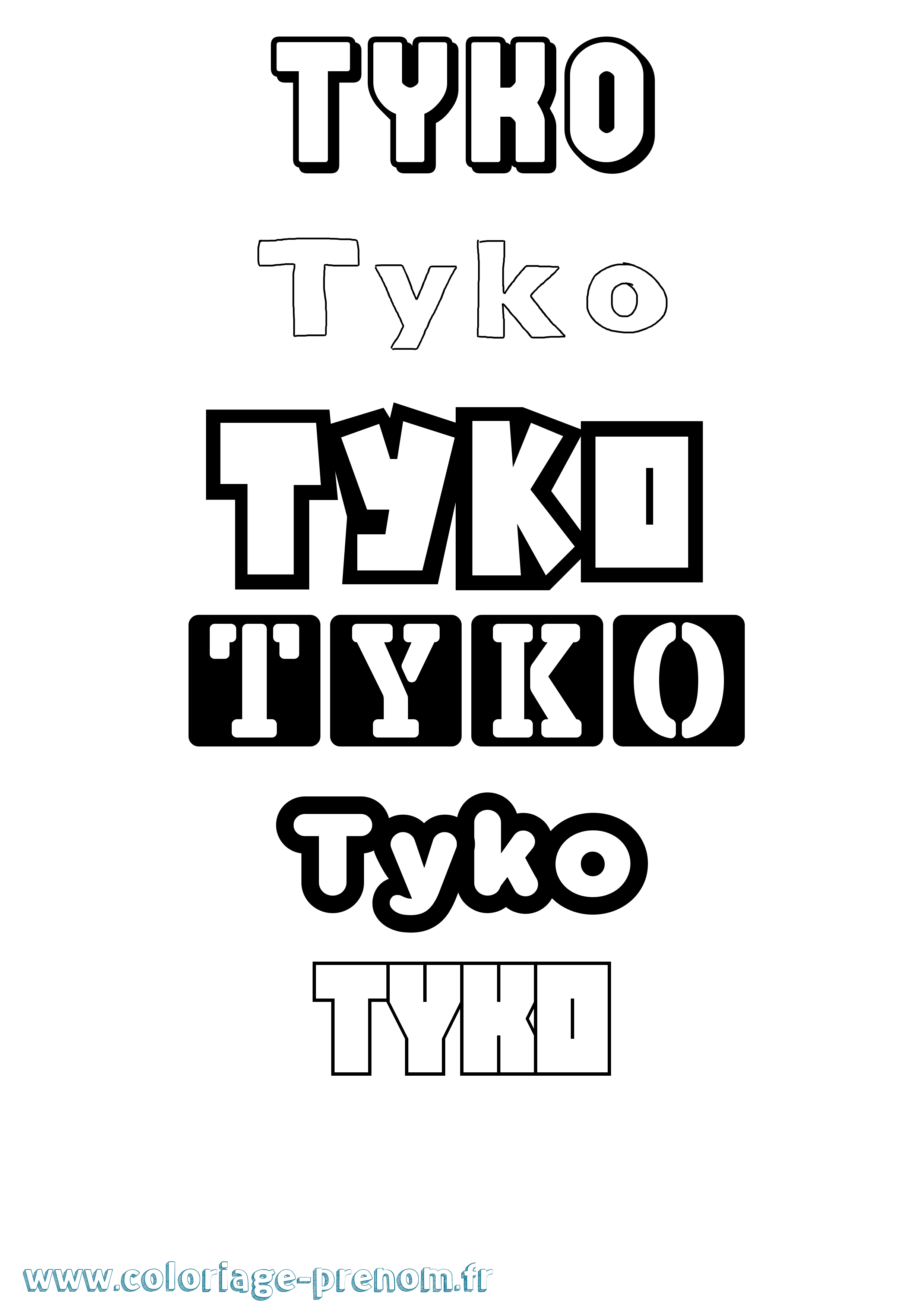 Coloriage Tyko Simple Coloriage prénom Tyko Simple