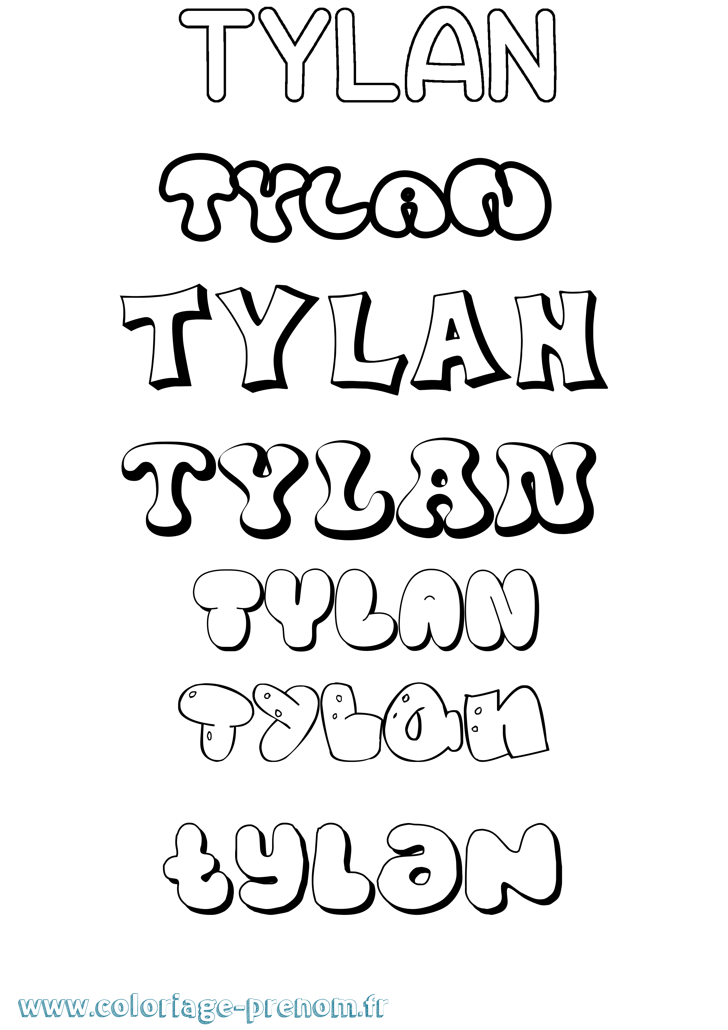 Coloriage Tylan Bubble Coloriage prénom Tylan Bubble