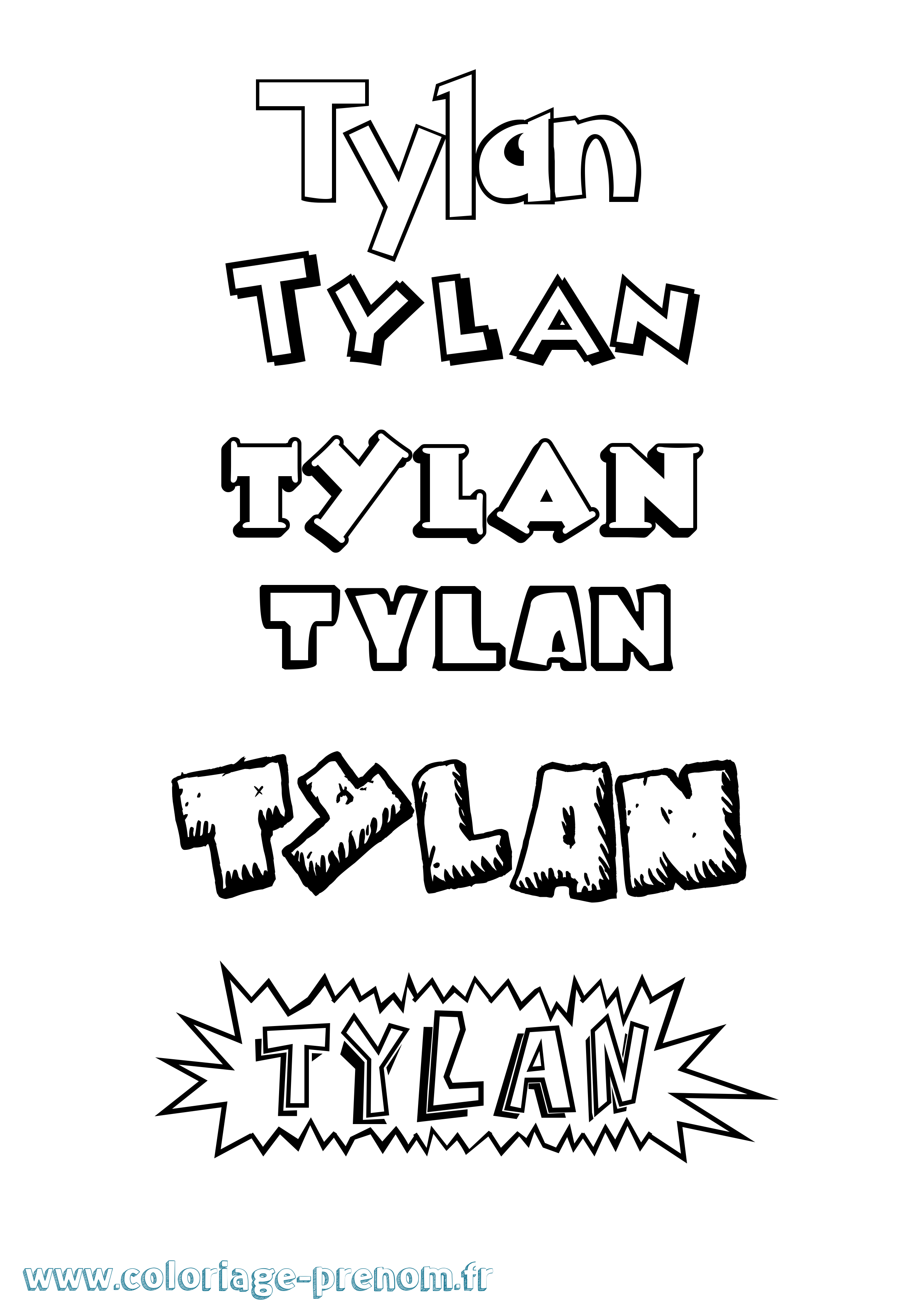 Coloriage Tylan Dessin Animé Coloriage prénom Tylan Dessin Animé