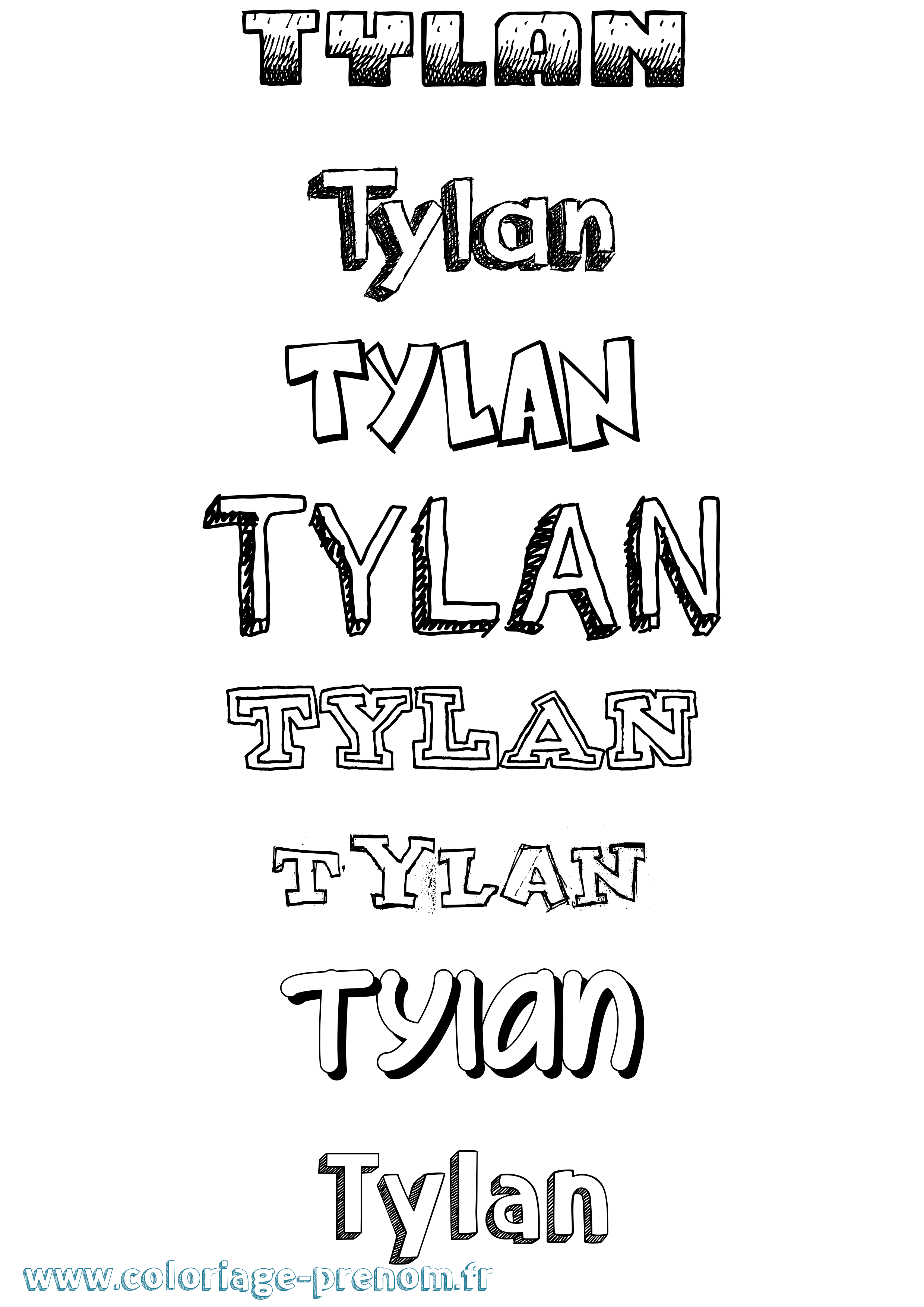 Coloriage Tylan Dessiné Coloriage prénom Tylan Dessiné