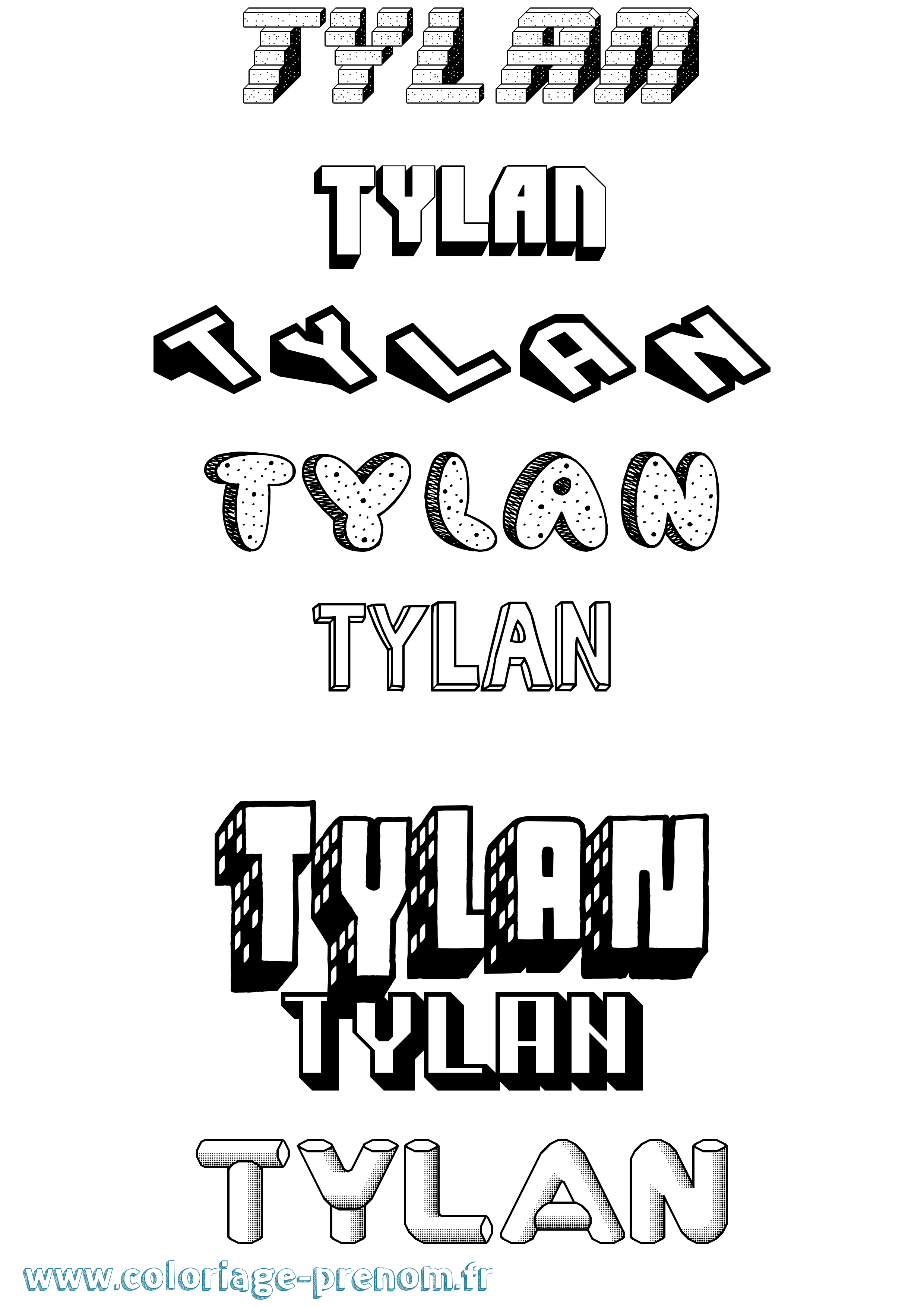 Coloriage Tylan Effet 3D Coloriage prénom Tylan Effet 3D