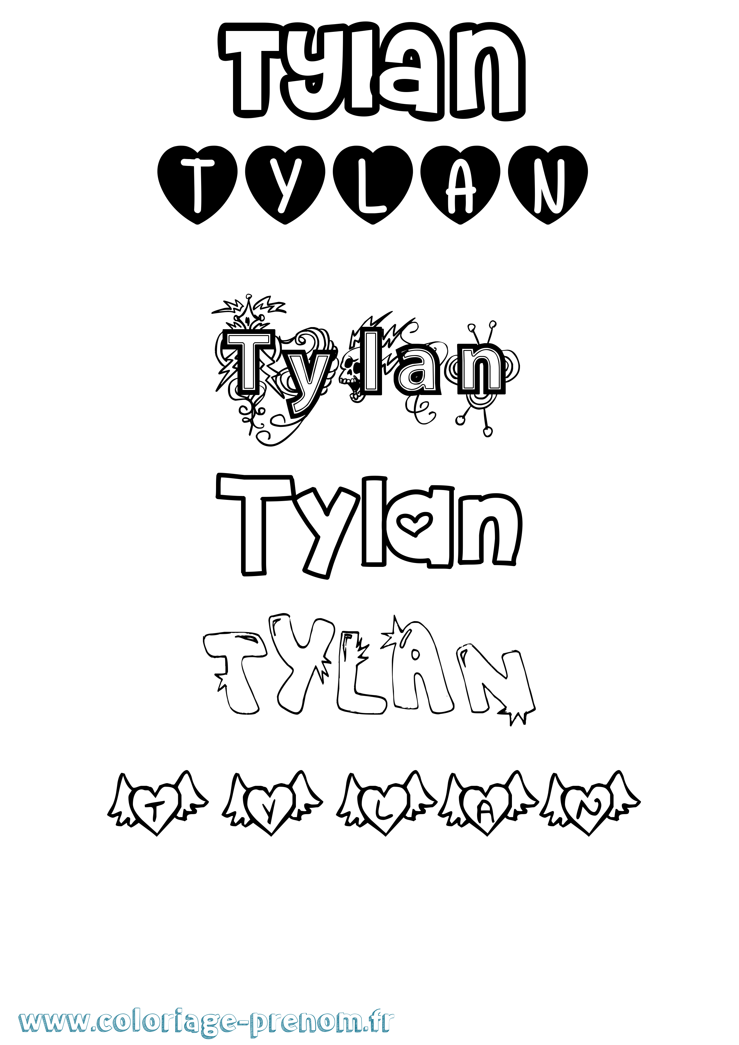 Coloriage Tylan Girly Coloriage prénom Tylan Girly