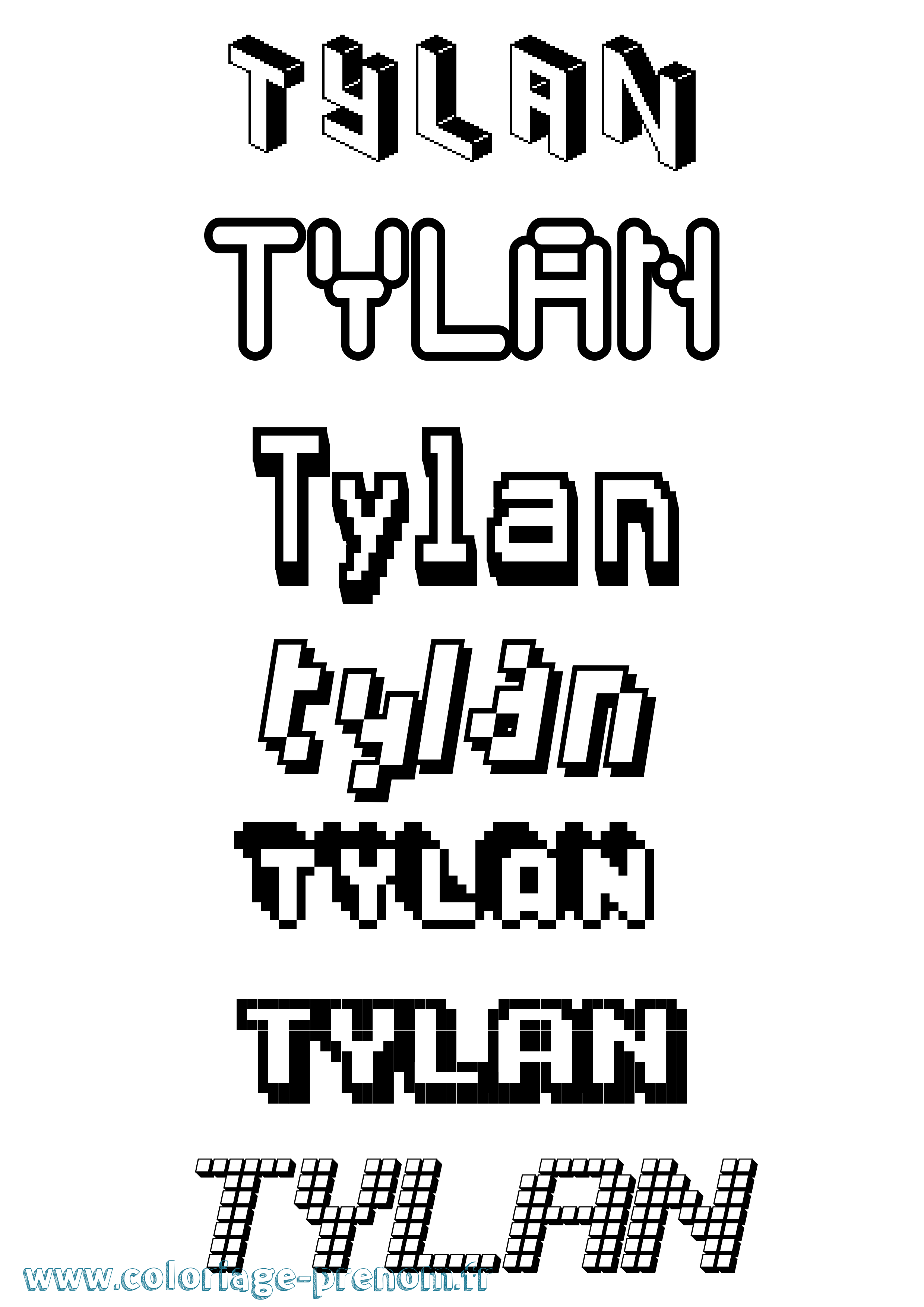 Coloriage Tylan Pixel Coloriage prénom Tylan Pixel