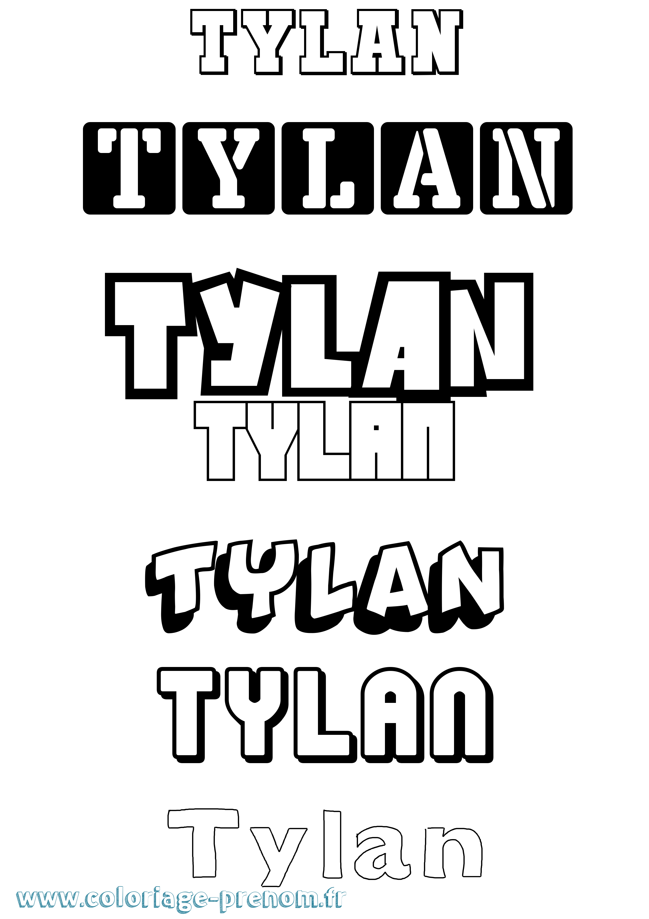 Coloriage Tylan Simple Coloriage prénom Tylan Simple