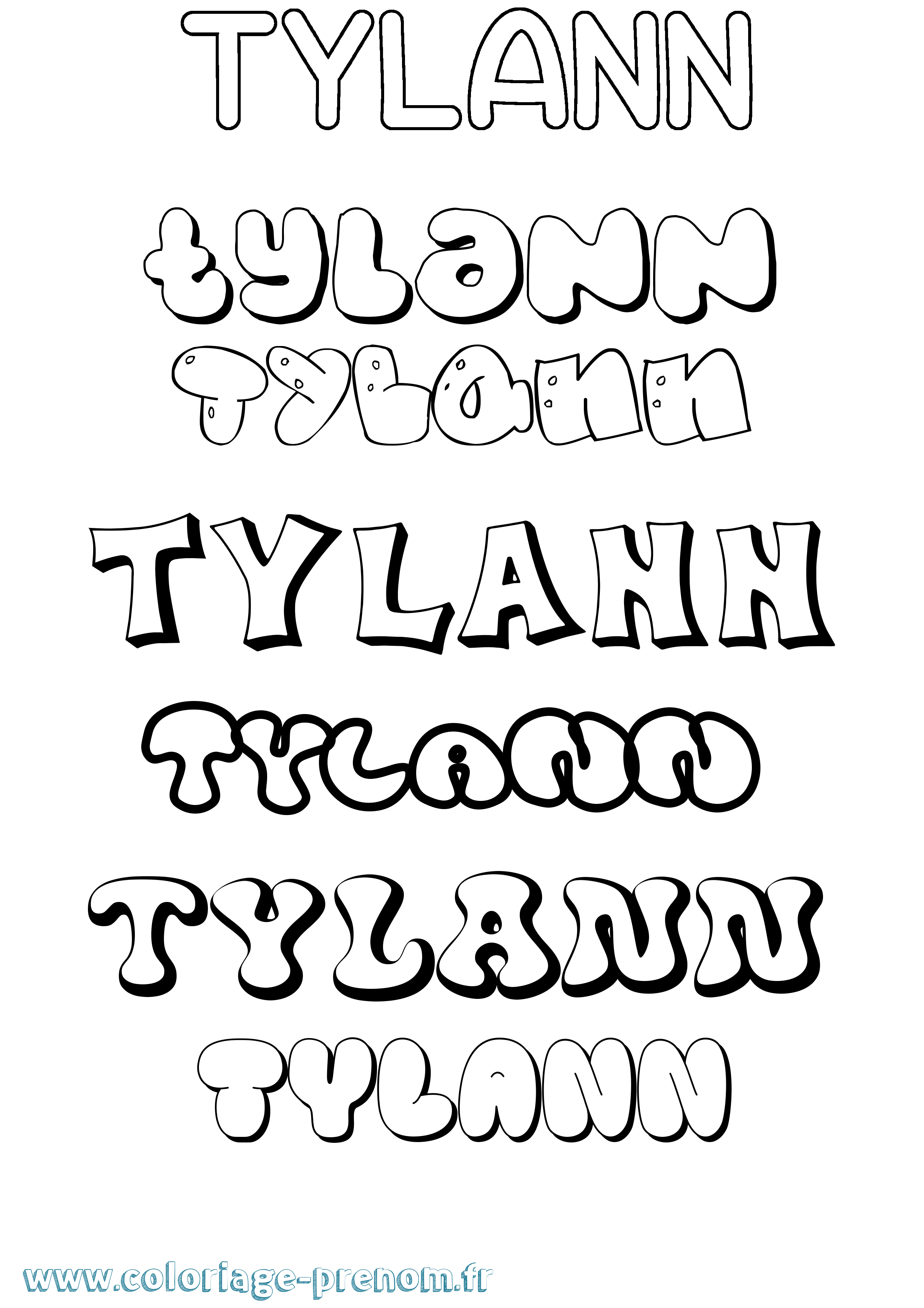 Coloriage Tylann Bubble Coloriage prénom Tylann Bubble