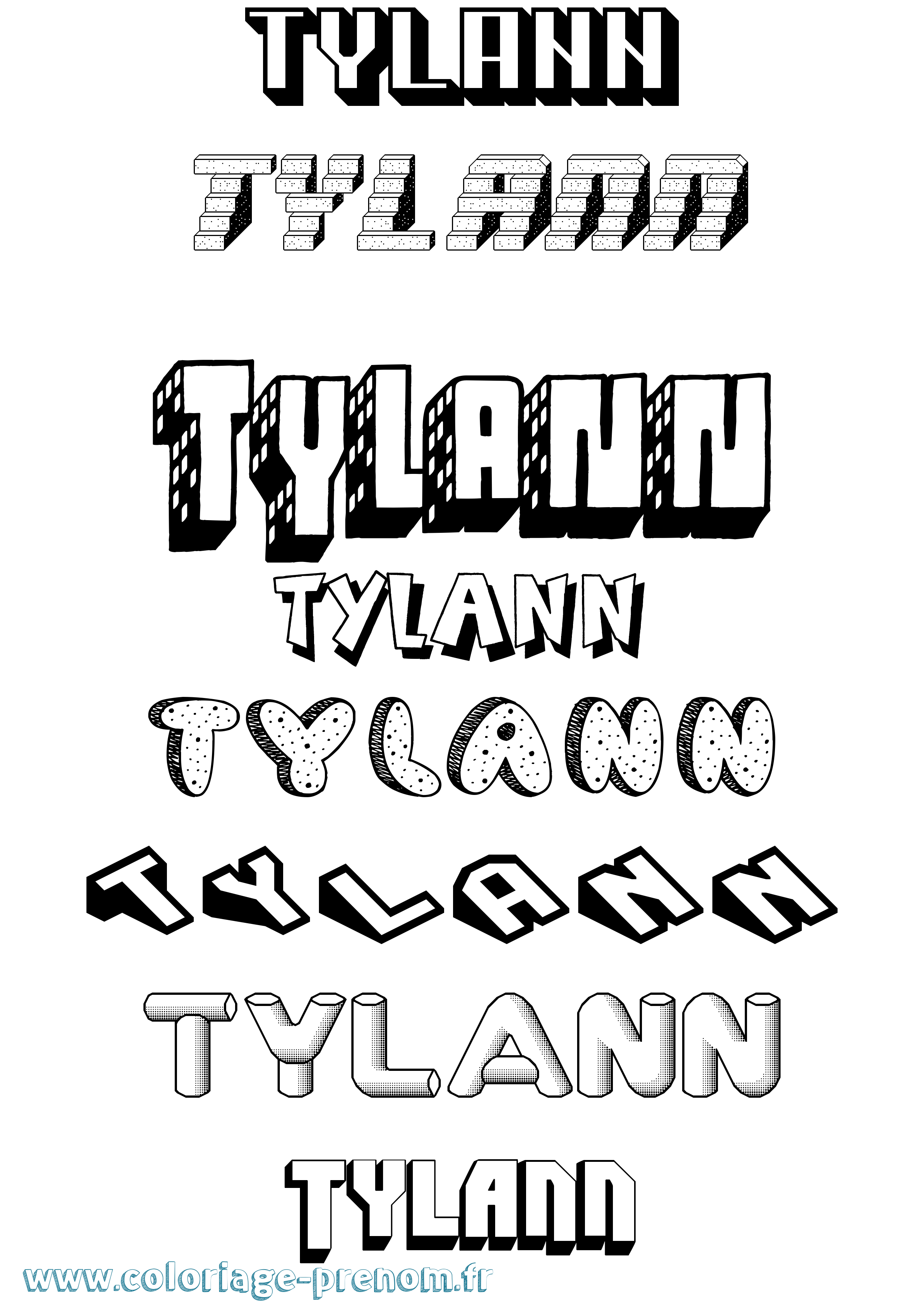 Coloriage Tylann Effet 3D Coloriage prénom Tylann Effet 3D