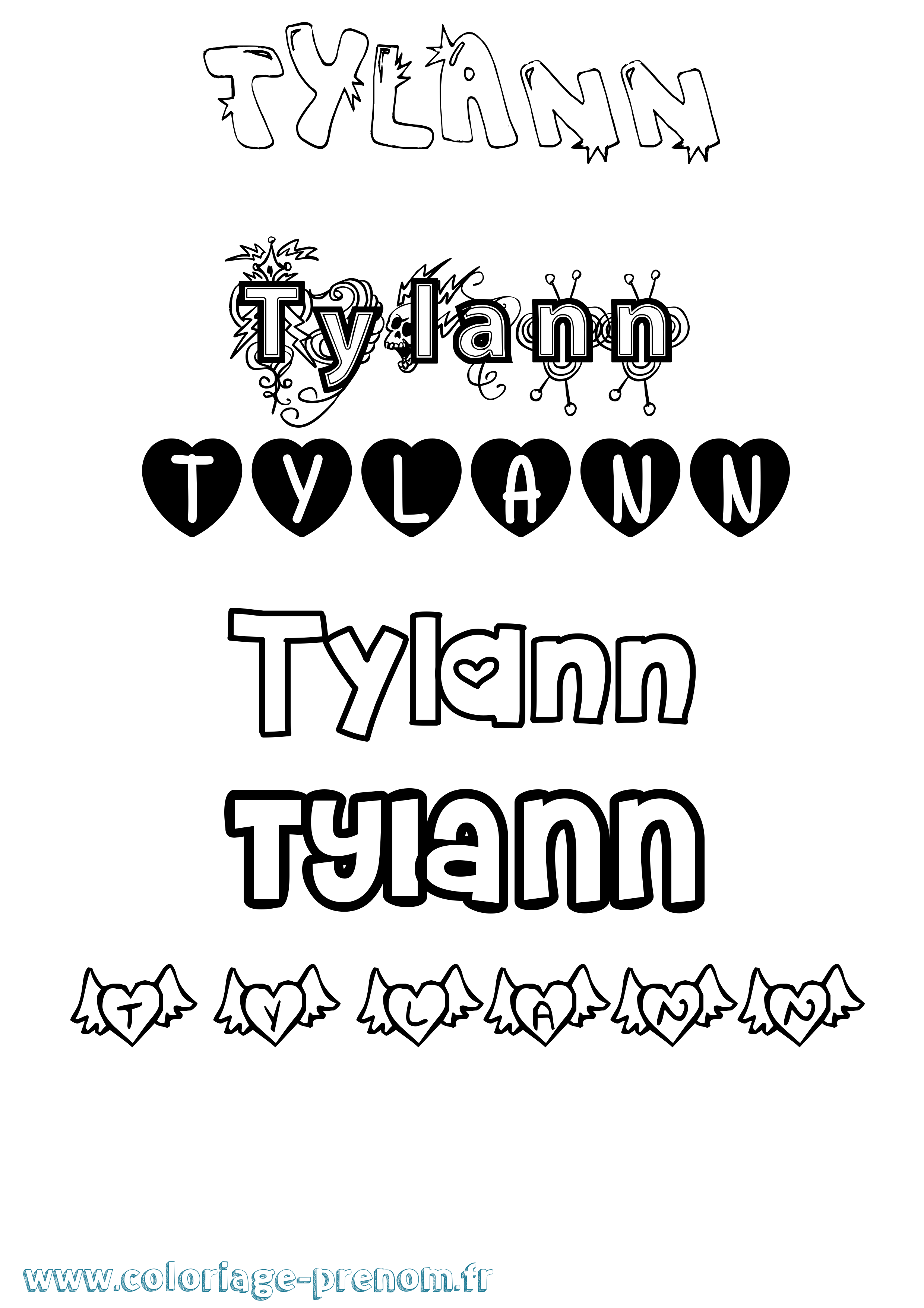 Coloriage Tylann Girly Coloriage prénom Tylann Girly