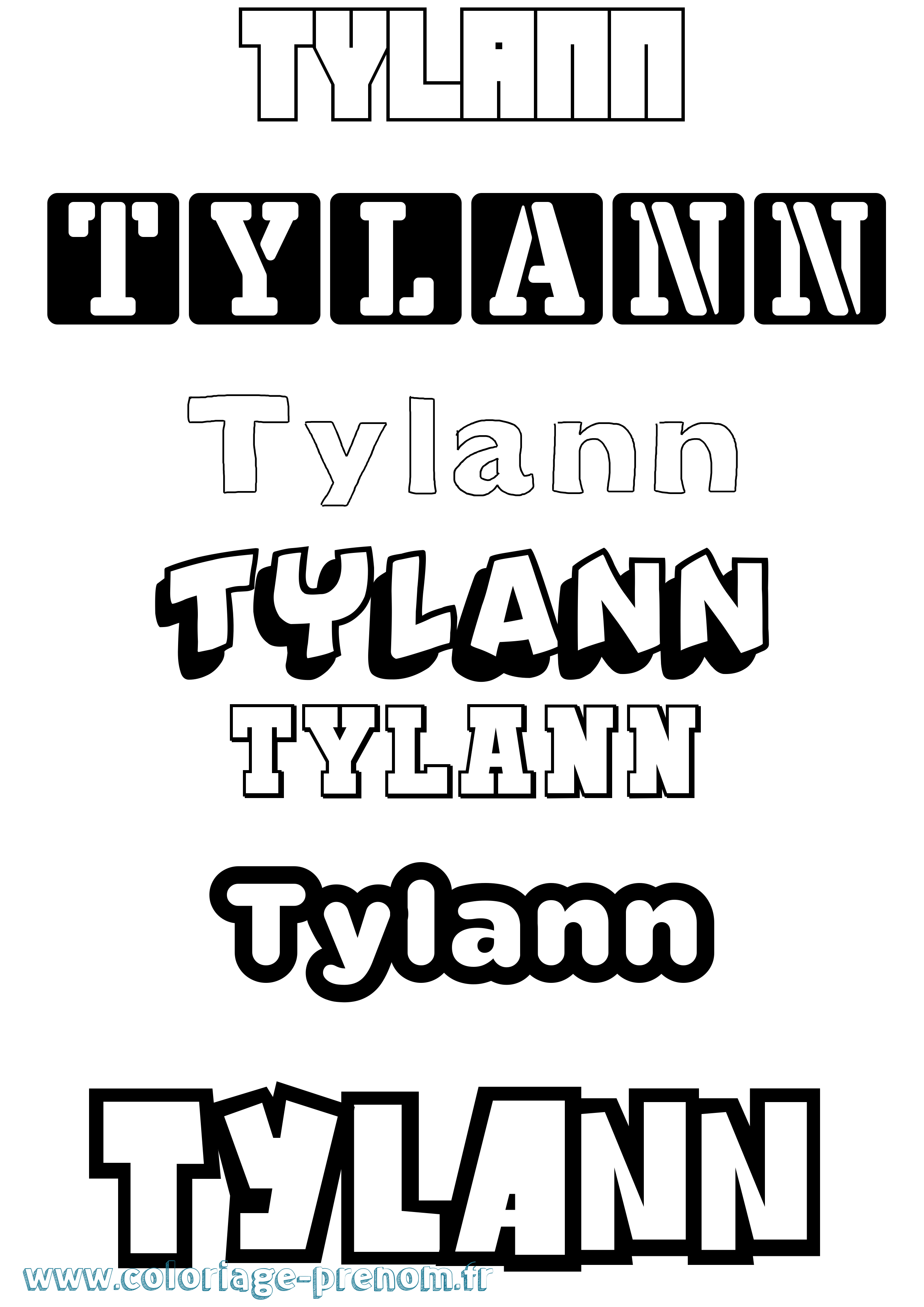 Coloriage Tylann Simple Coloriage prénom Tylann Simple