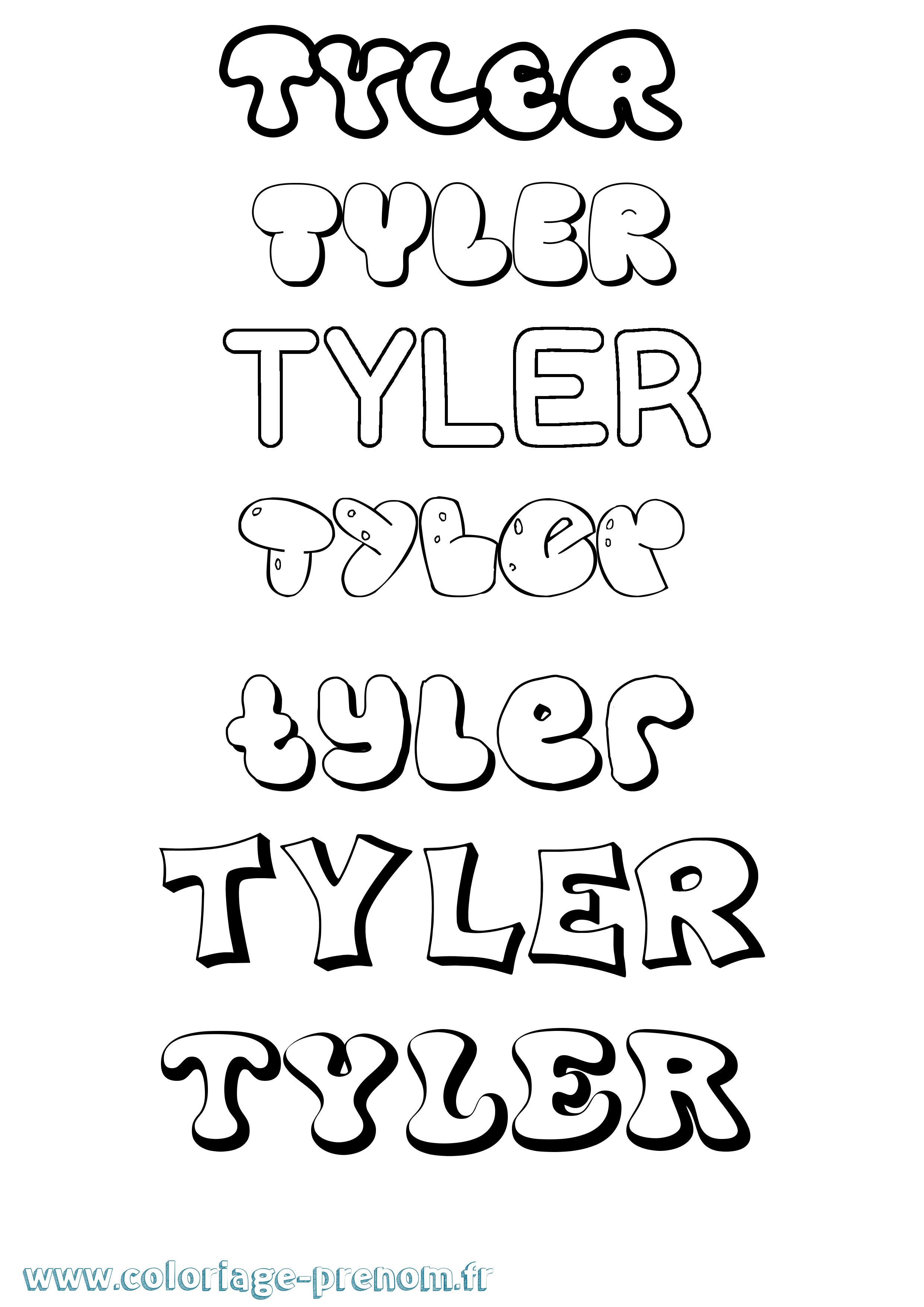 Coloriage Tyler Bubble Coloriage prénom Tyler Bubble