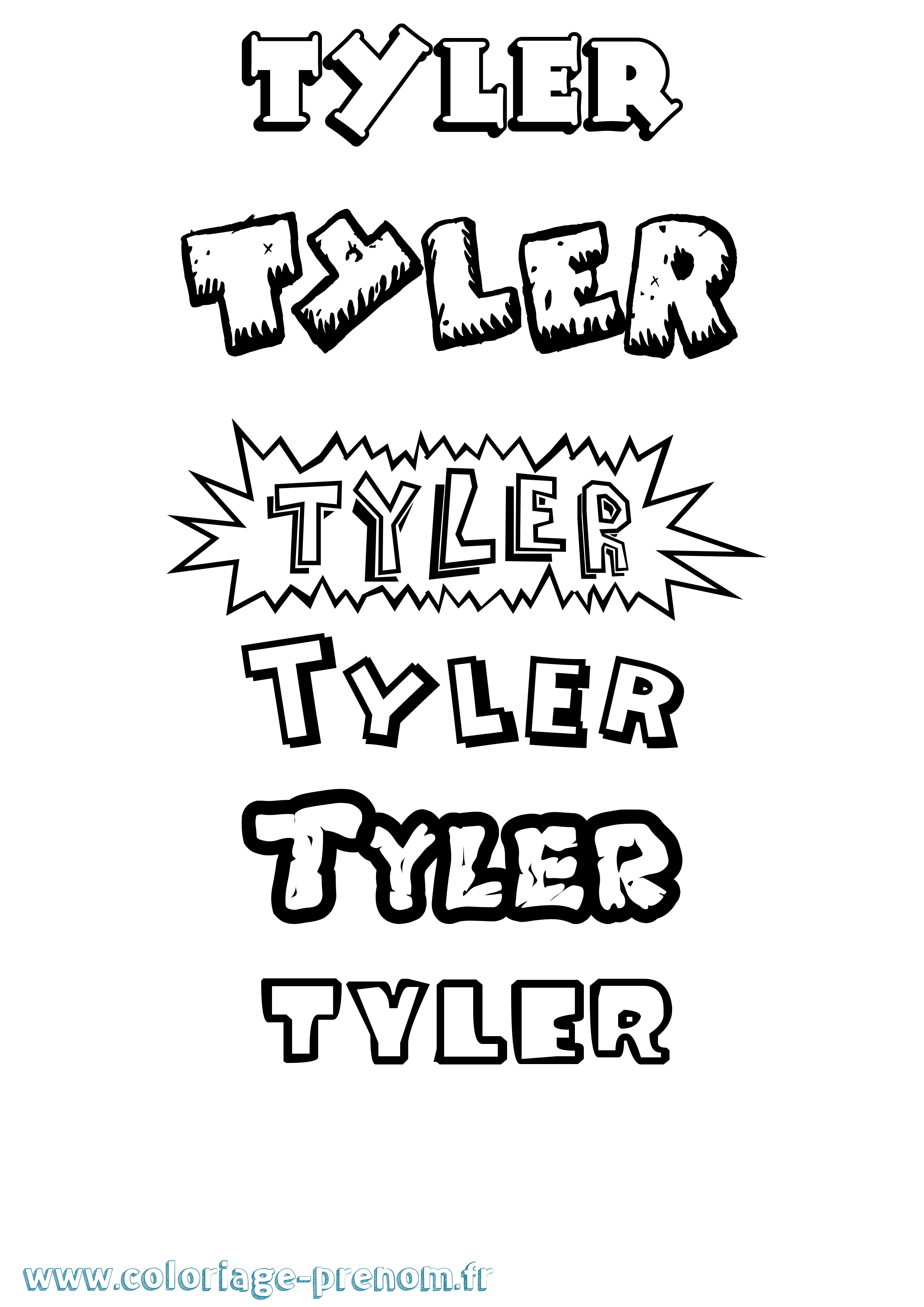 Coloriage Tyler Dessin Animé Coloriage prénom Tyler Dessin Animé