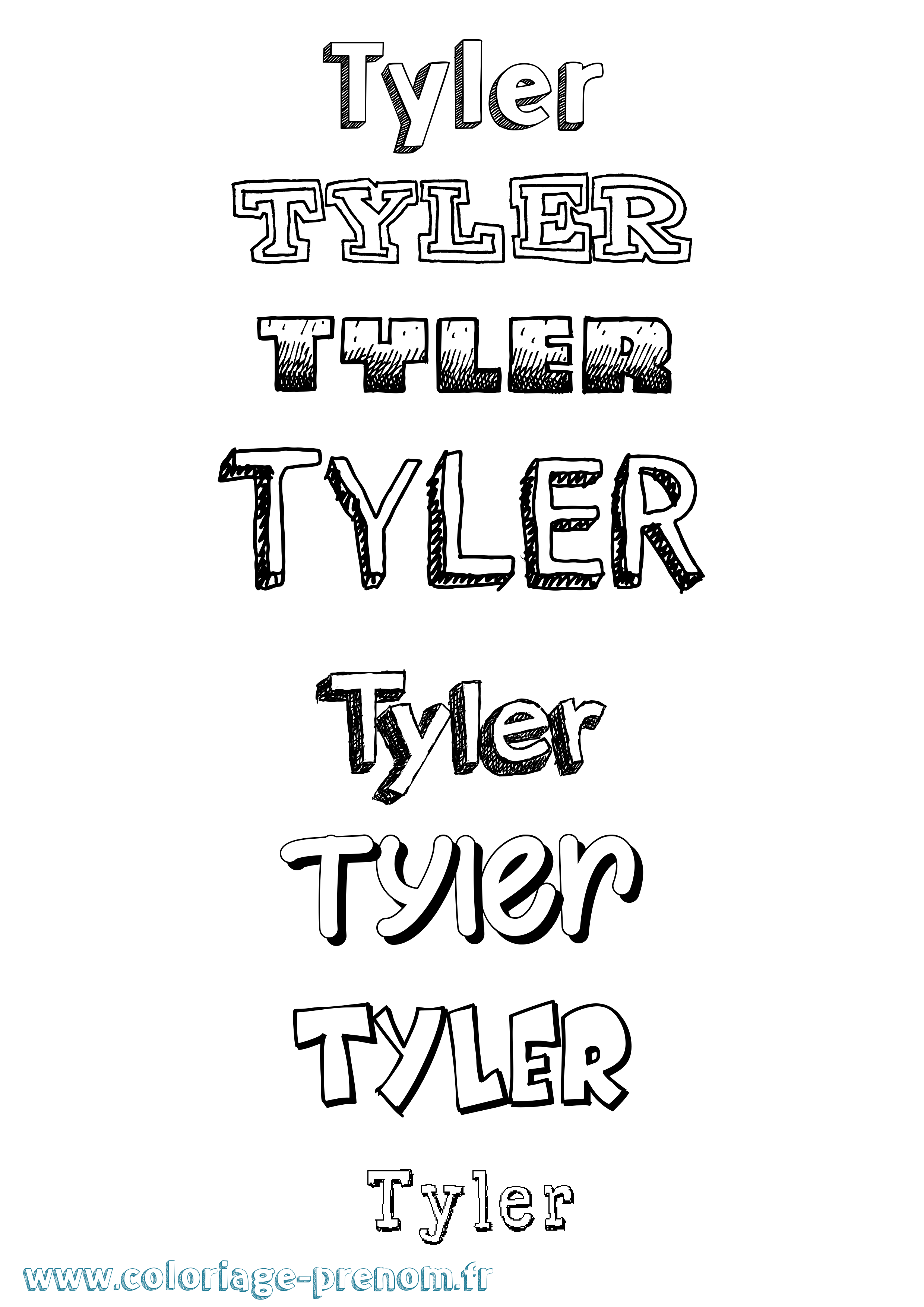 Coloriage Tyler Dessiné Coloriage prénom Tyler Dessiné