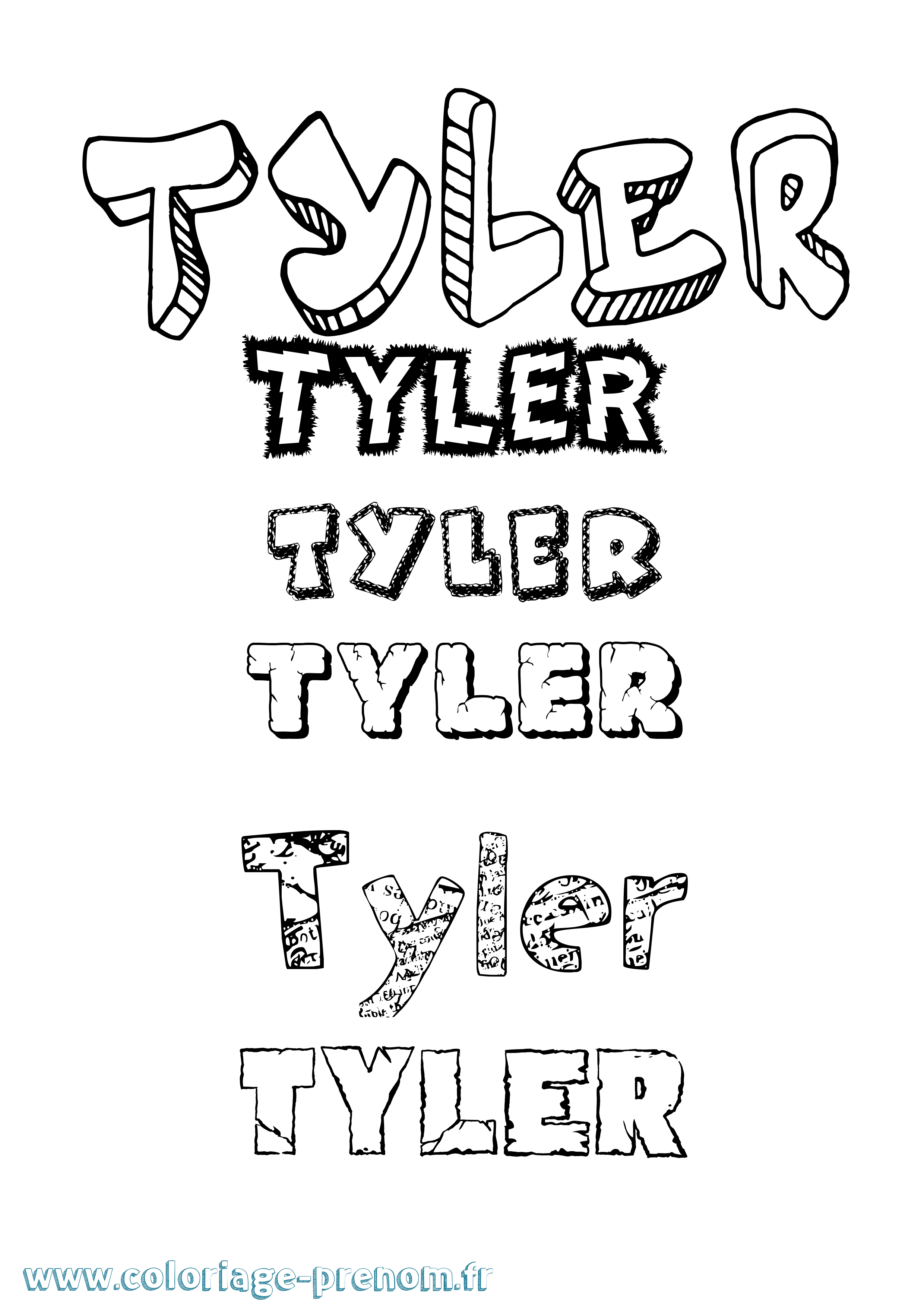 Coloriage Tyler Destructuré Coloriage prénom Tyler Destructuré