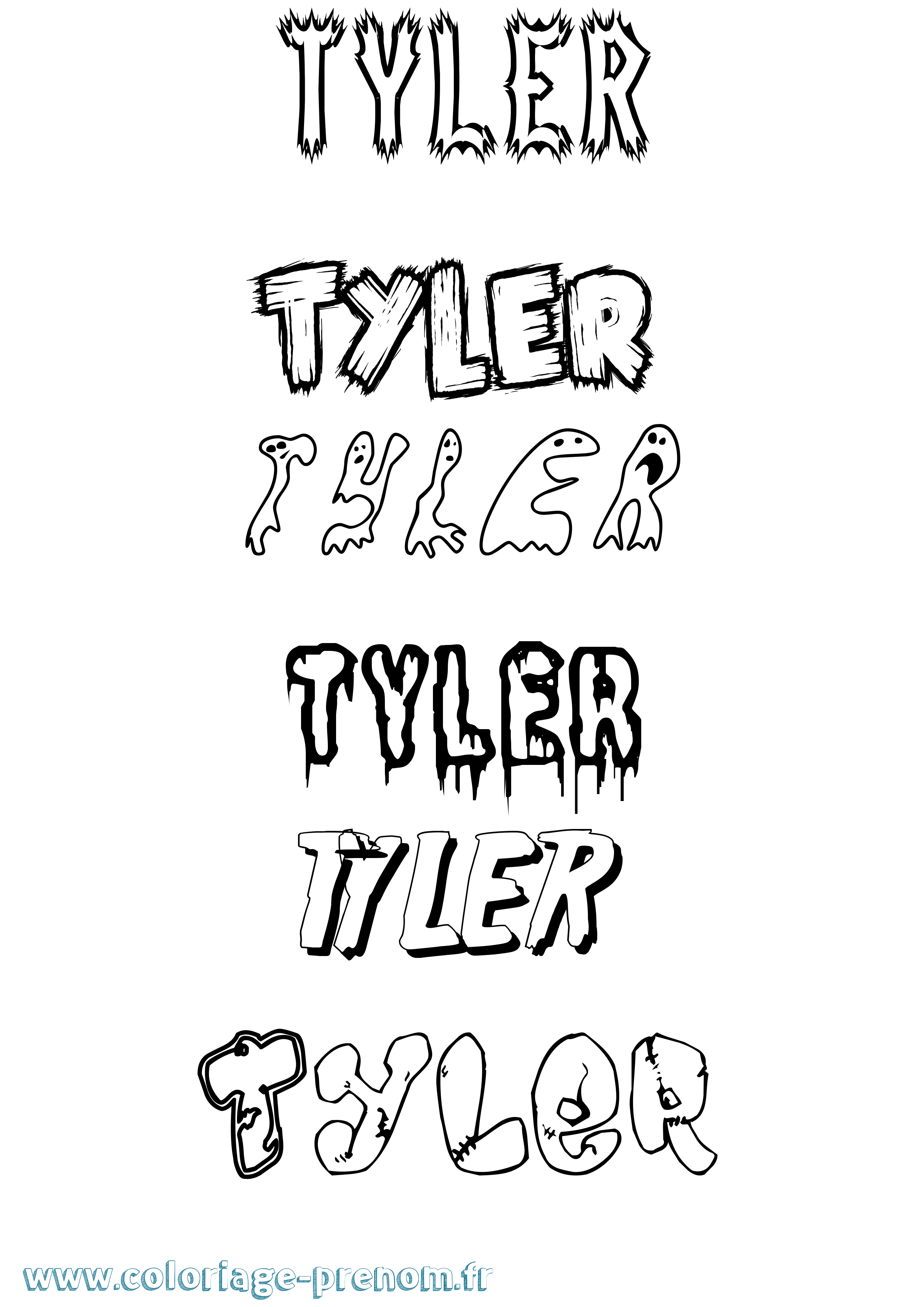 Coloriage Tyler Frisson Coloriage prénom Tyler Frisson