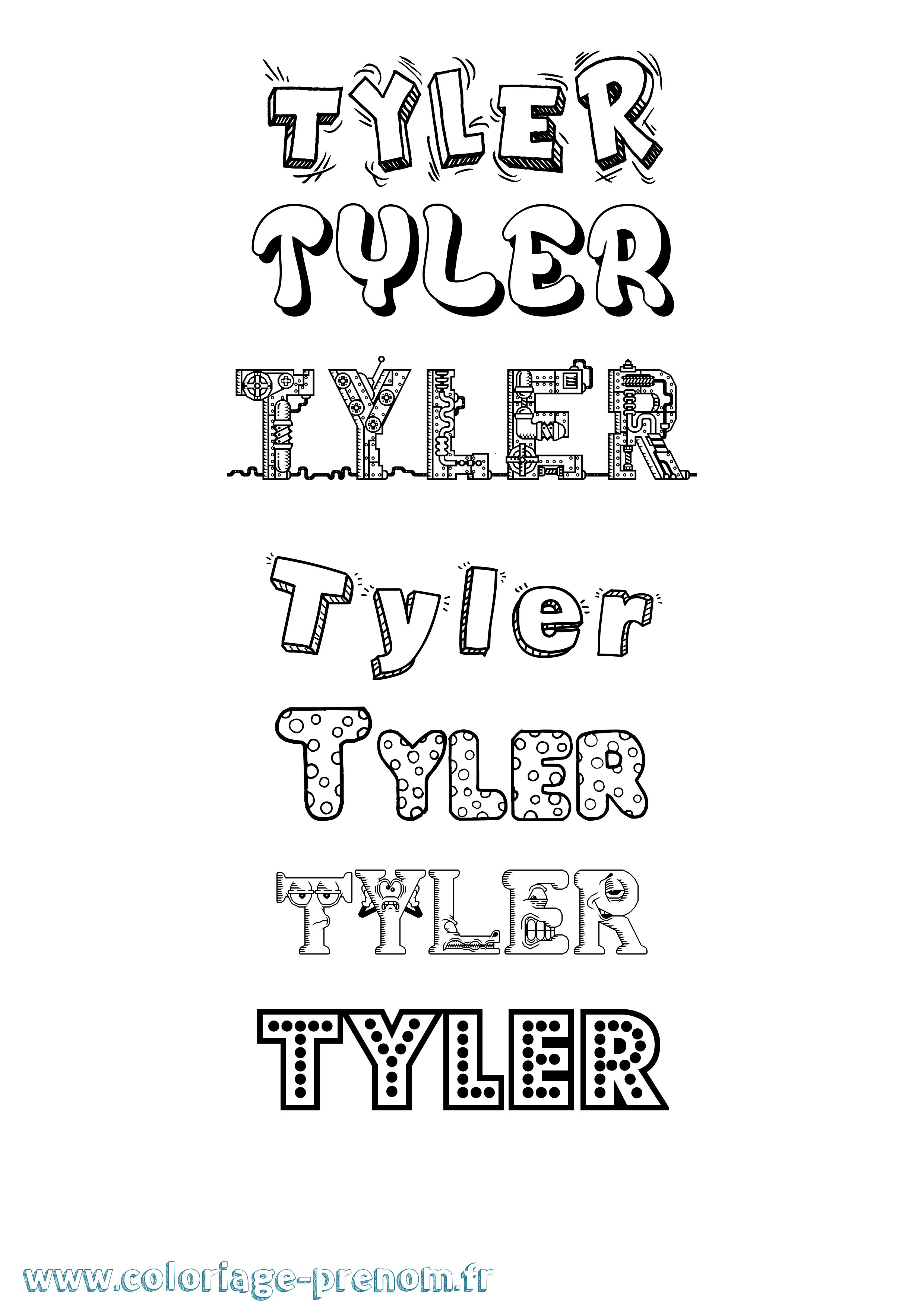 Coloriage Tyler Fun Coloriage prénom Tyler Fun