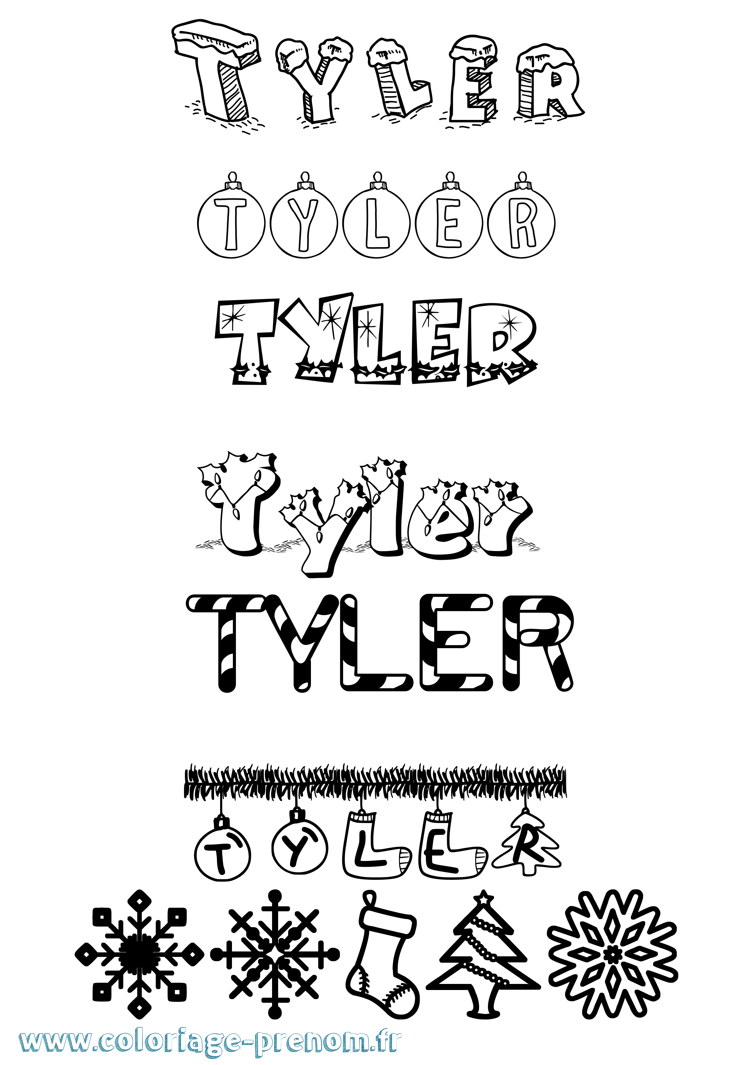 Coloriage Tyler Noël Coloriage prénom Tyler Noël