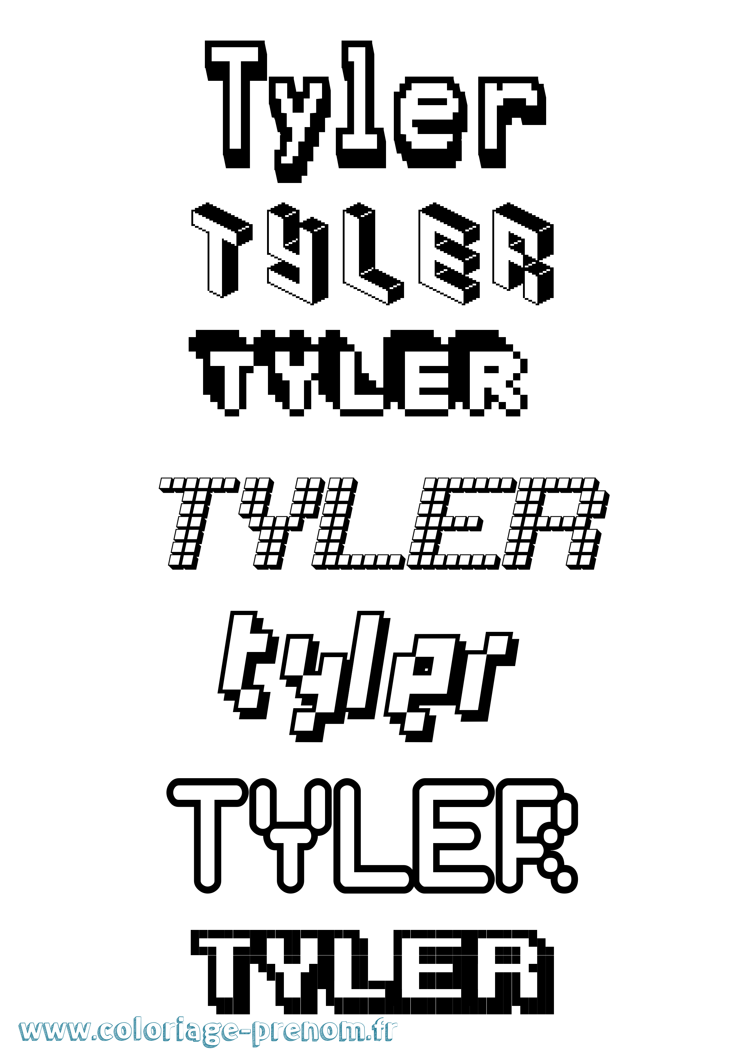 Coloriage Tyler Pixel Coloriage prénom Tyler Pixel