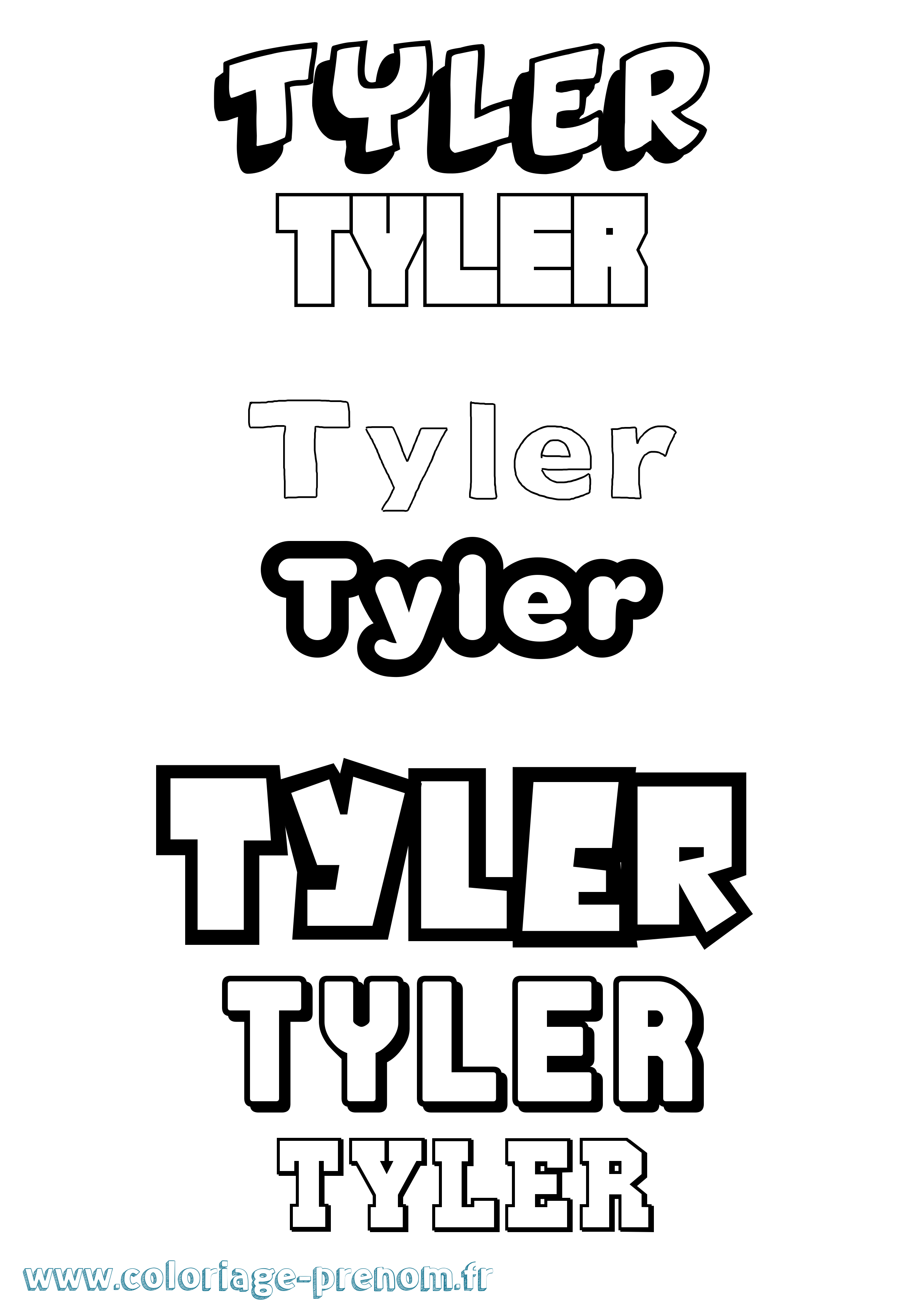 Coloriage Tyler Simple Coloriage prénom Tyler Simple
