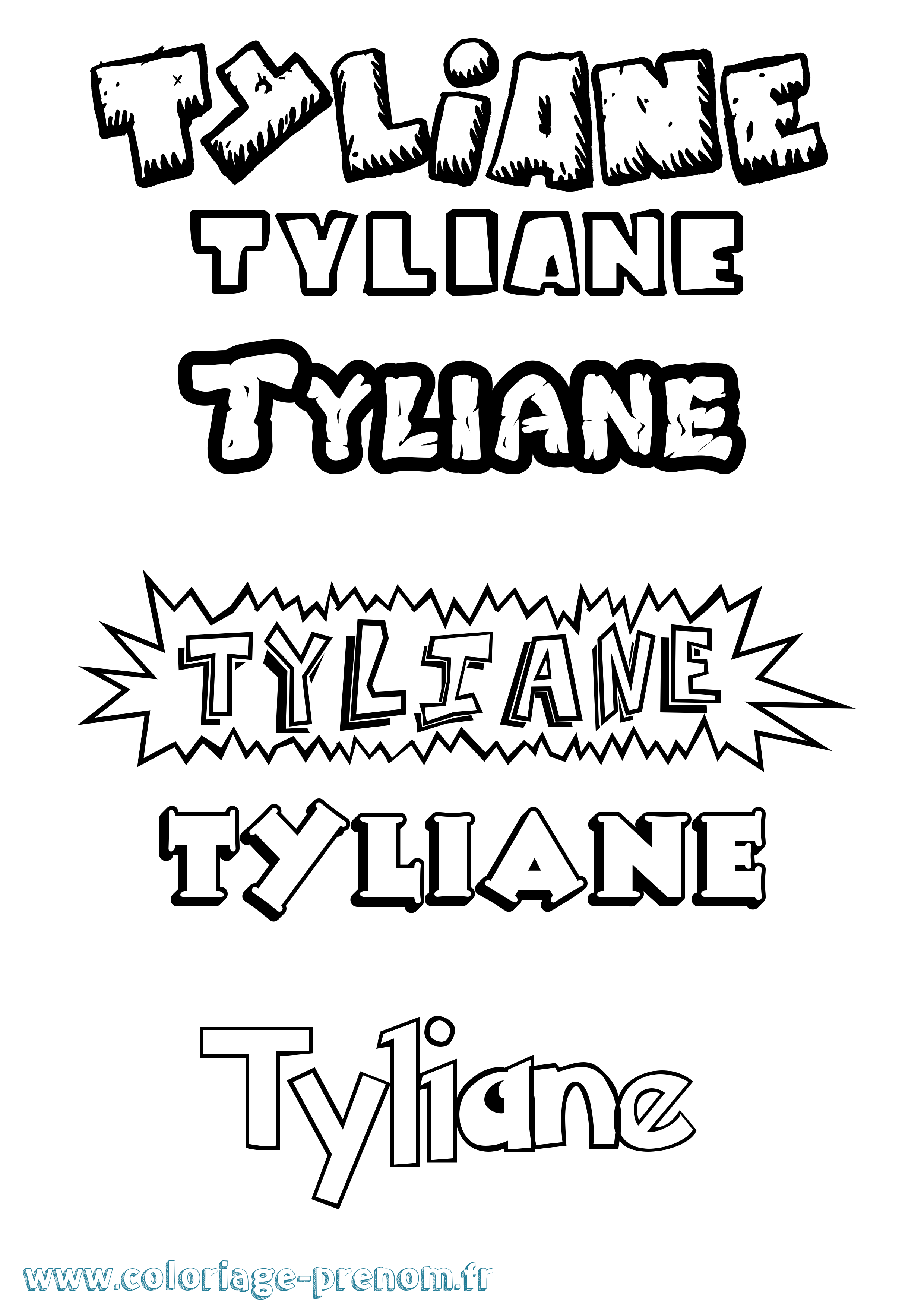 Coloriage Tyliane Dessin Animé Coloriage prénom Tyliane Dessin Animé