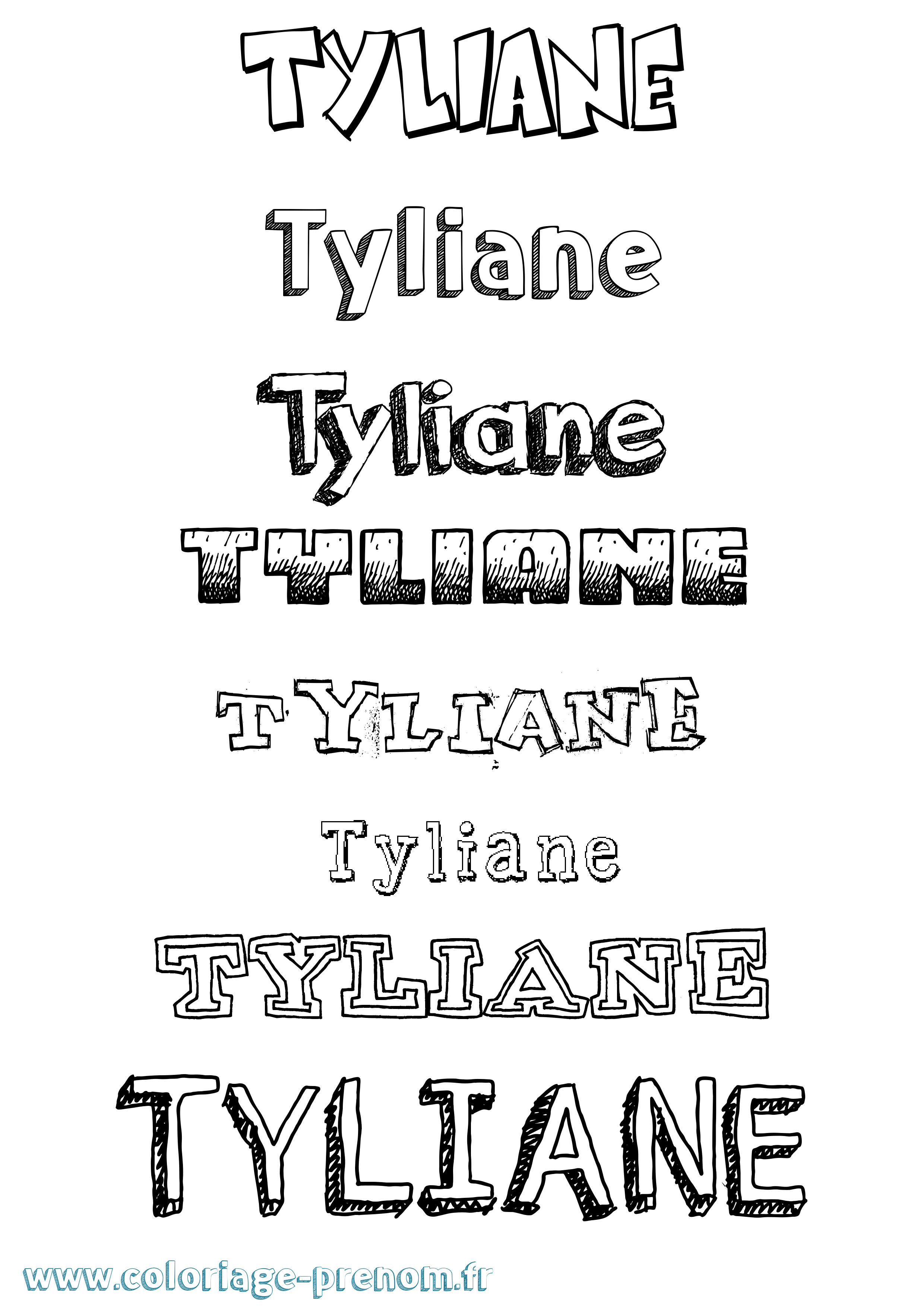 Coloriage Tyliane Dessiné Coloriage prénom Tyliane Dessiné