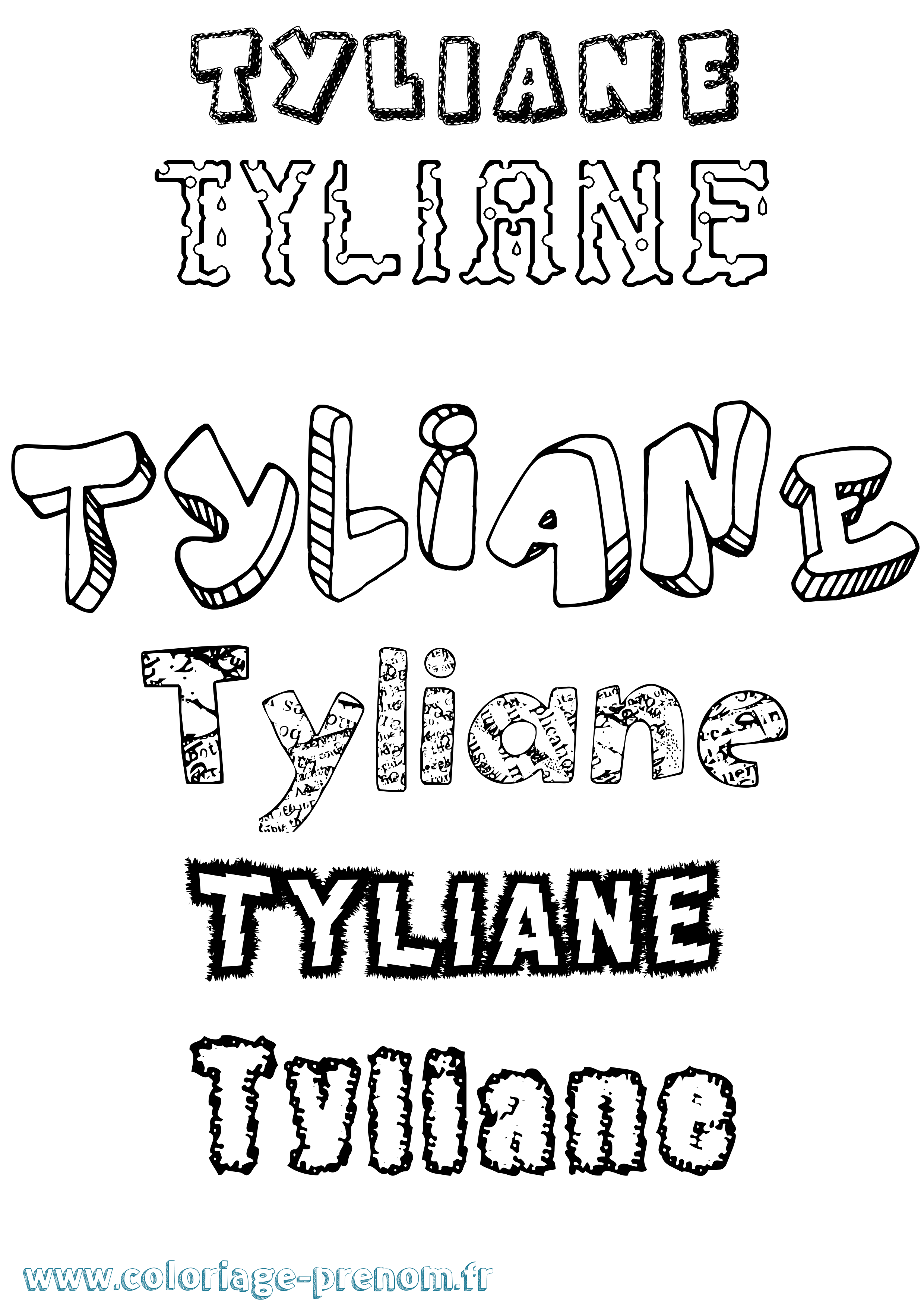 Coloriage Tyliane Destructuré Coloriage prénom Tyliane Destructuré