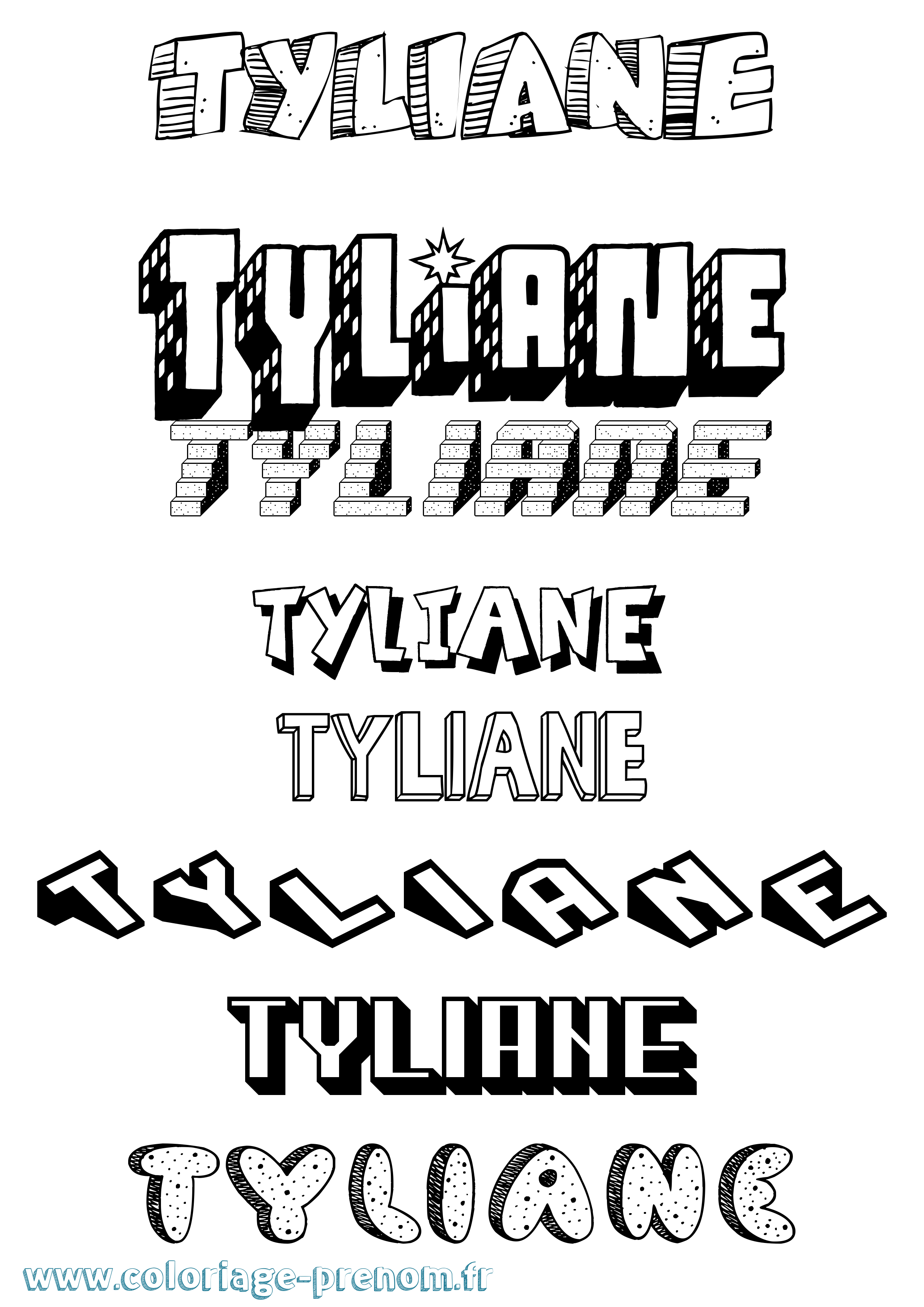 Coloriage Tyliane Effet 3D Coloriage prénom Tyliane Effet 3D