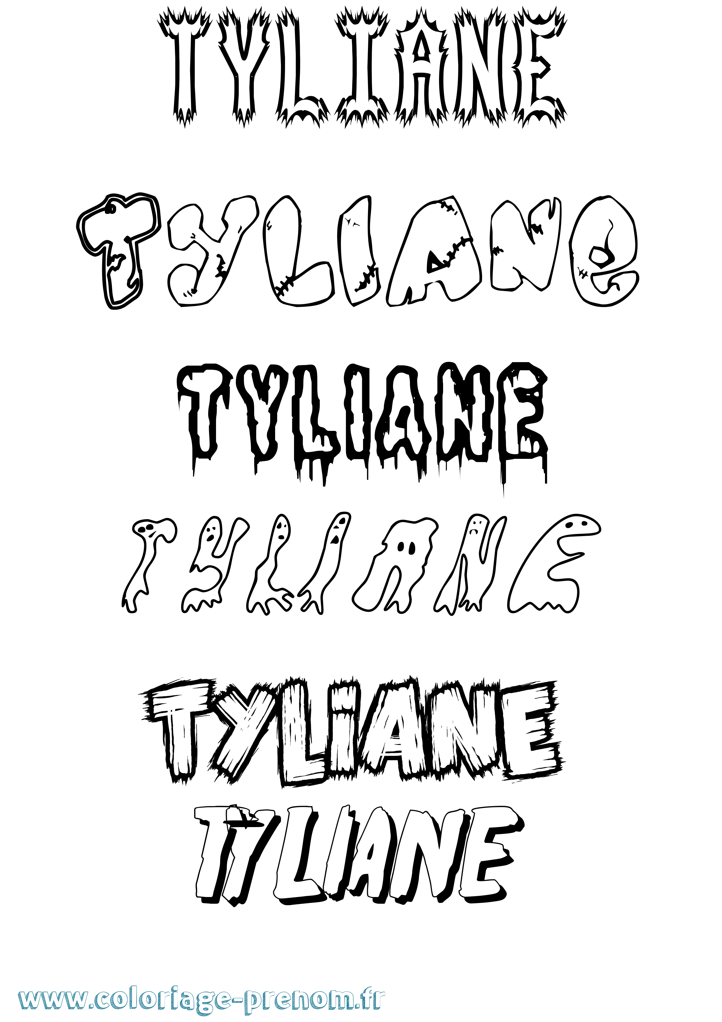 Coloriage Tyliane Frisson Coloriage prénom Tyliane Frisson