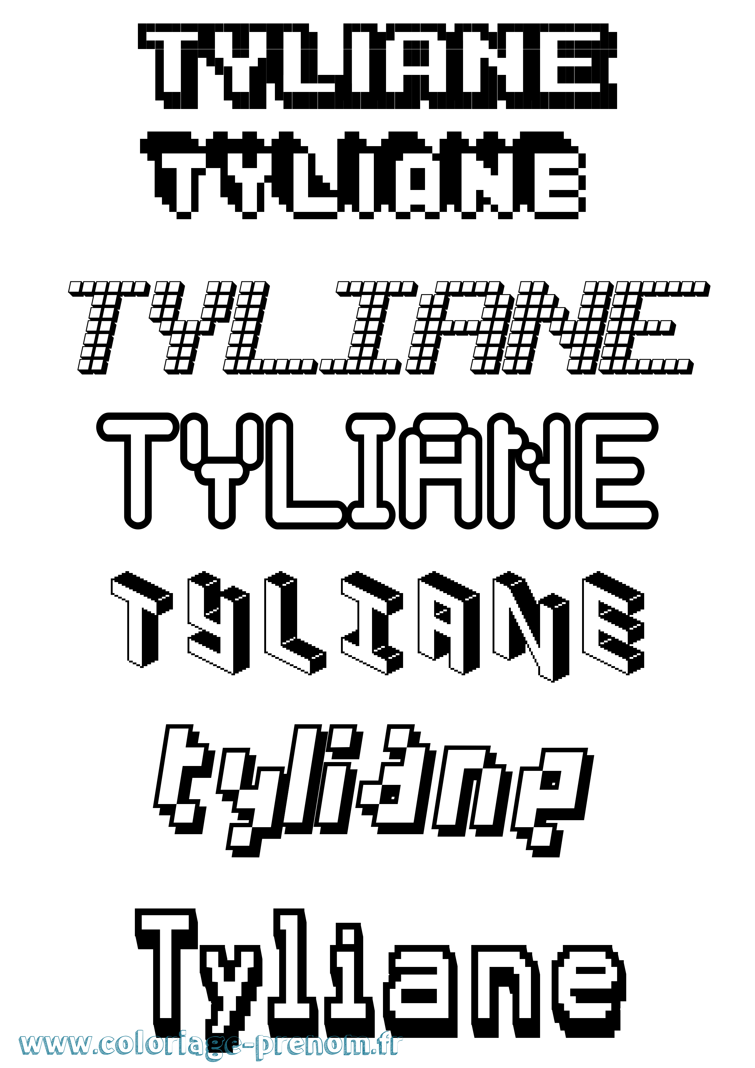 Coloriage Tyliane Pixel Coloriage prénom Tyliane Pixel