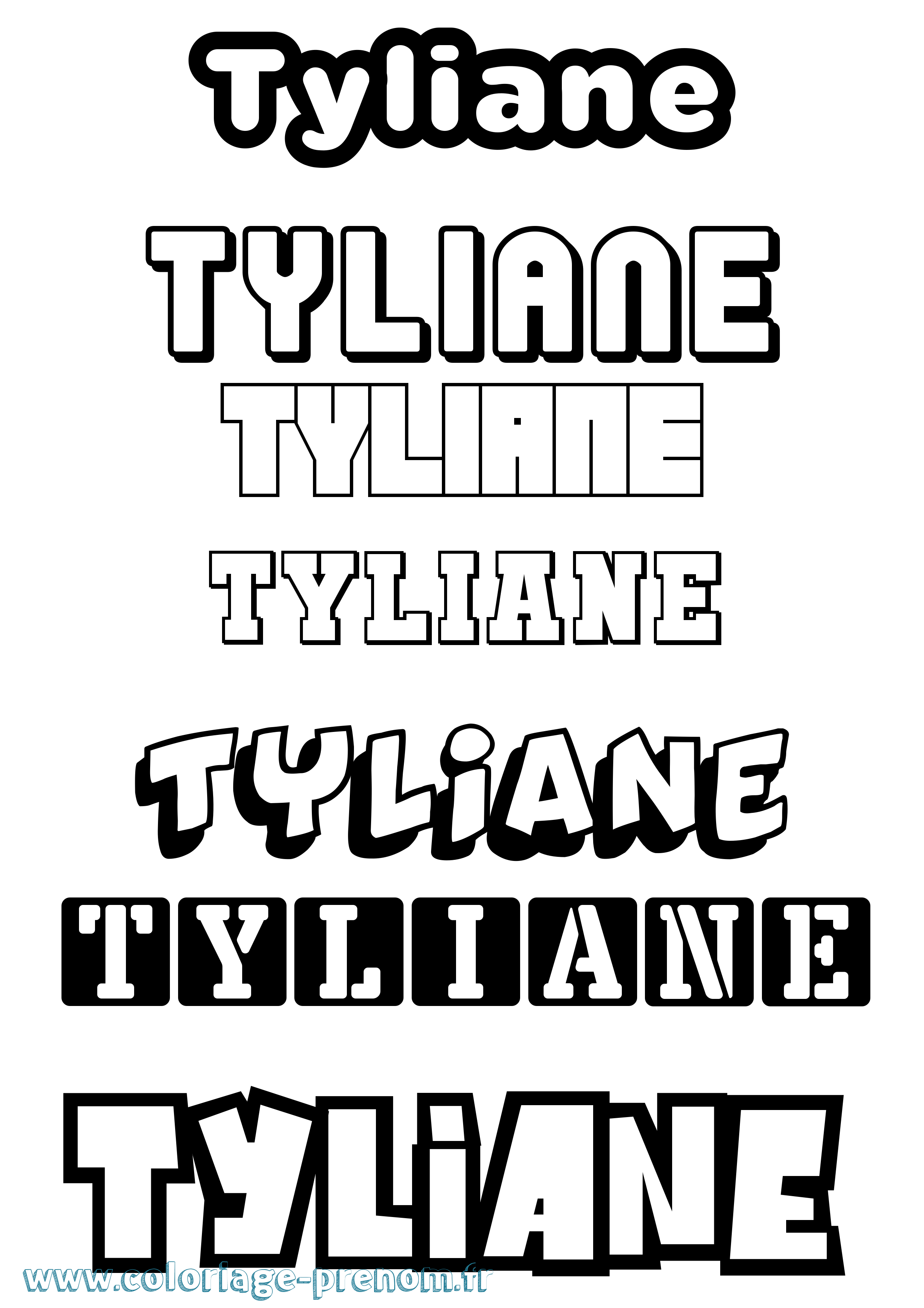 Coloriage Tyliane Simple Coloriage prénom Tyliane Simple