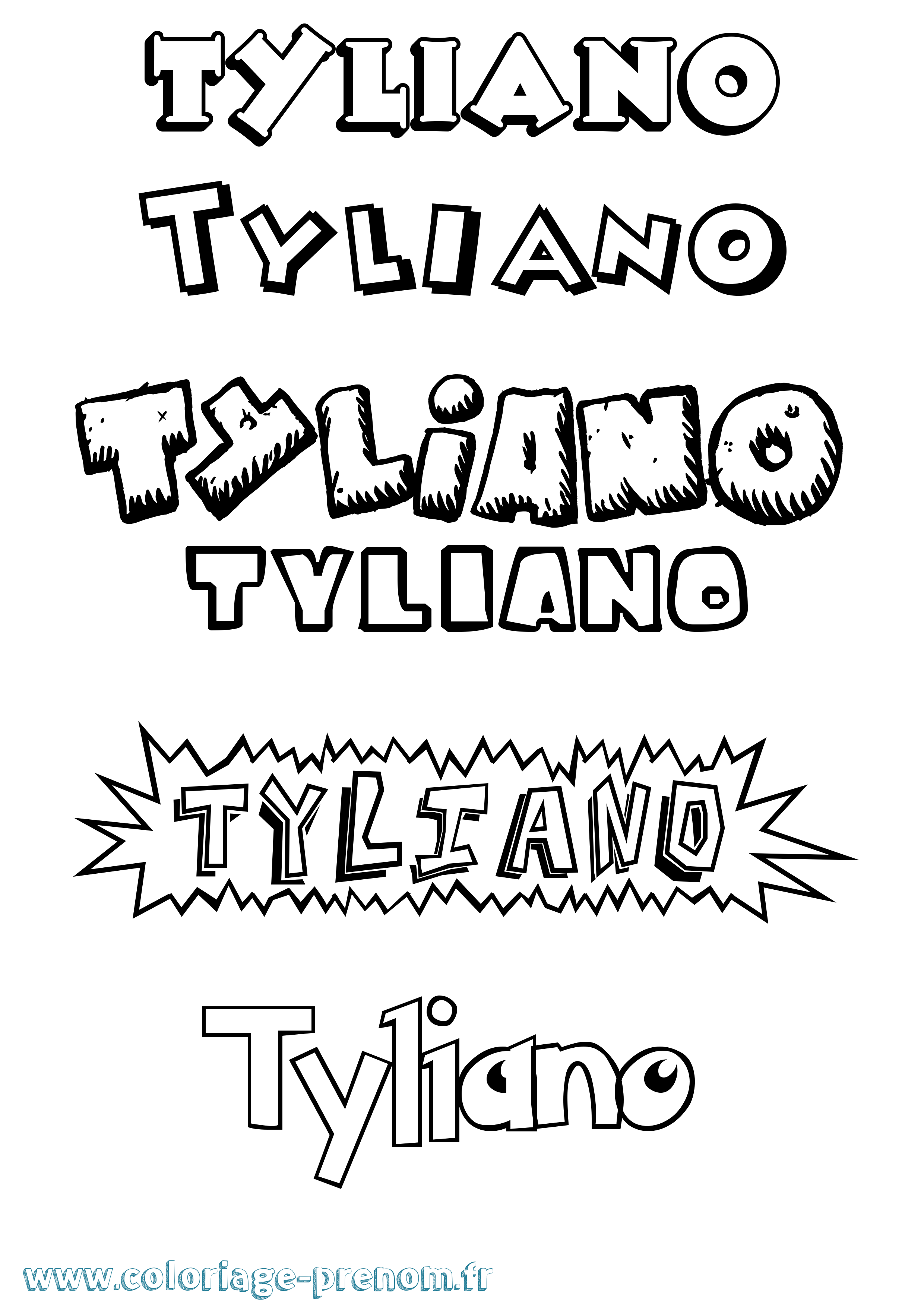 Coloriage Tyliano Dessin Animé Coloriage prénom Tyliano Dessin Animé