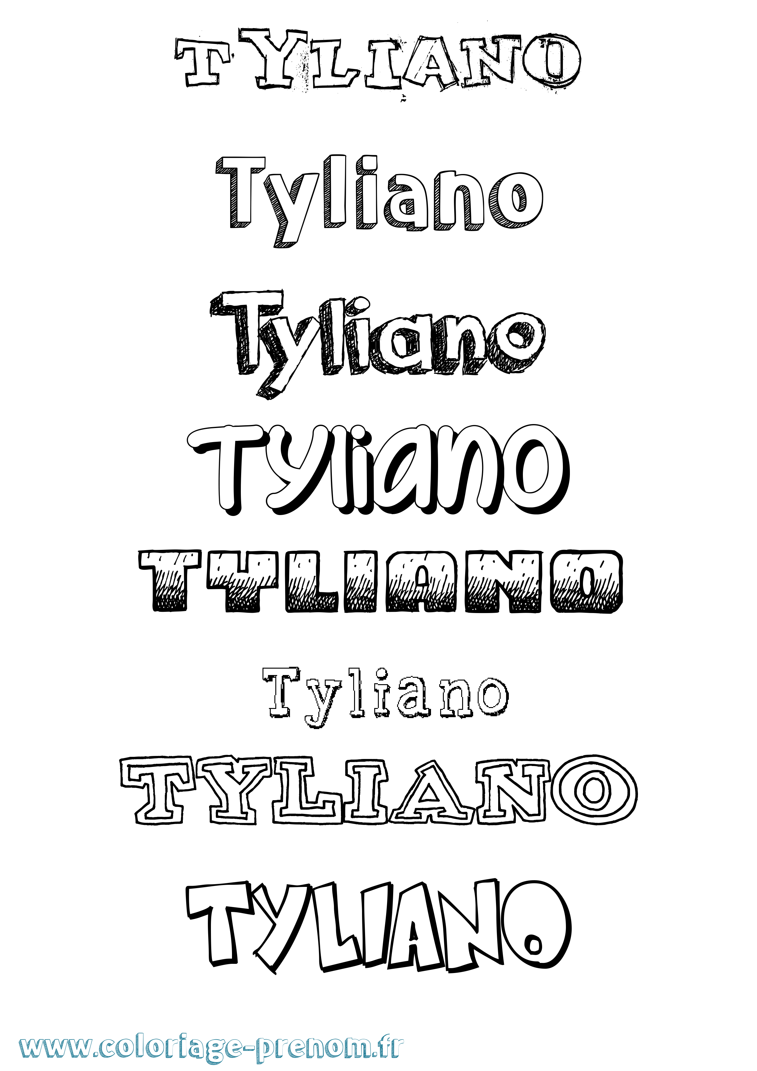Coloriage Tyliano Dessiné Coloriage prénom Tyliano Dessiné