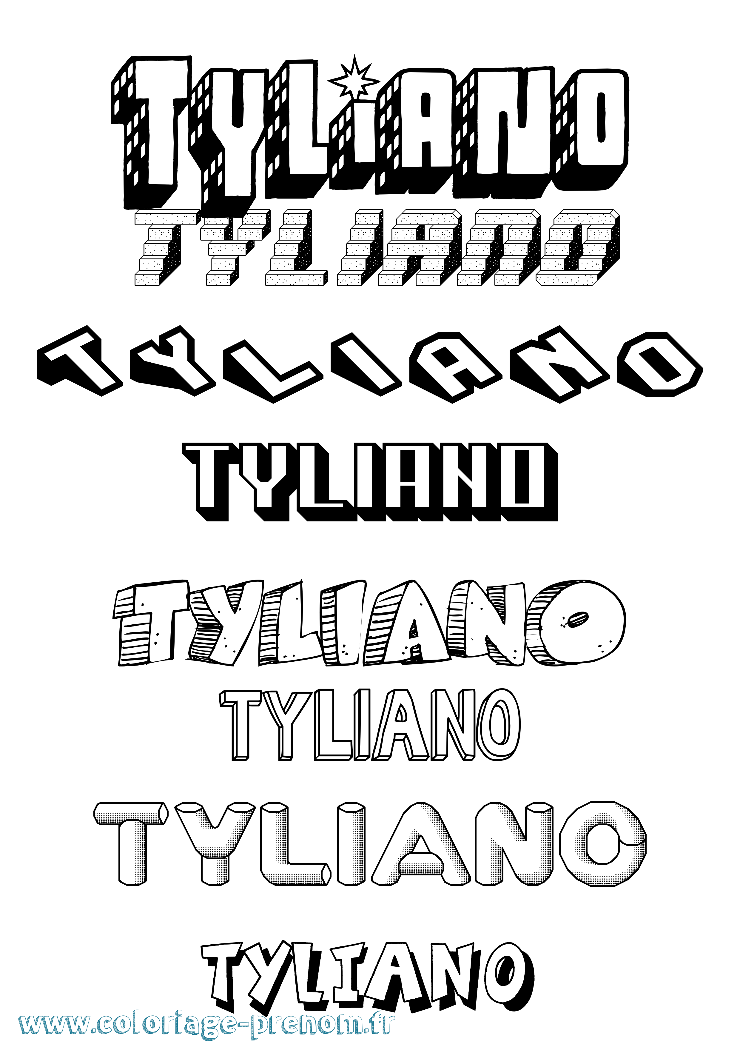 Coloriage Tyliano Effet 3D Coloriage prénom Tyliano Effet 3D