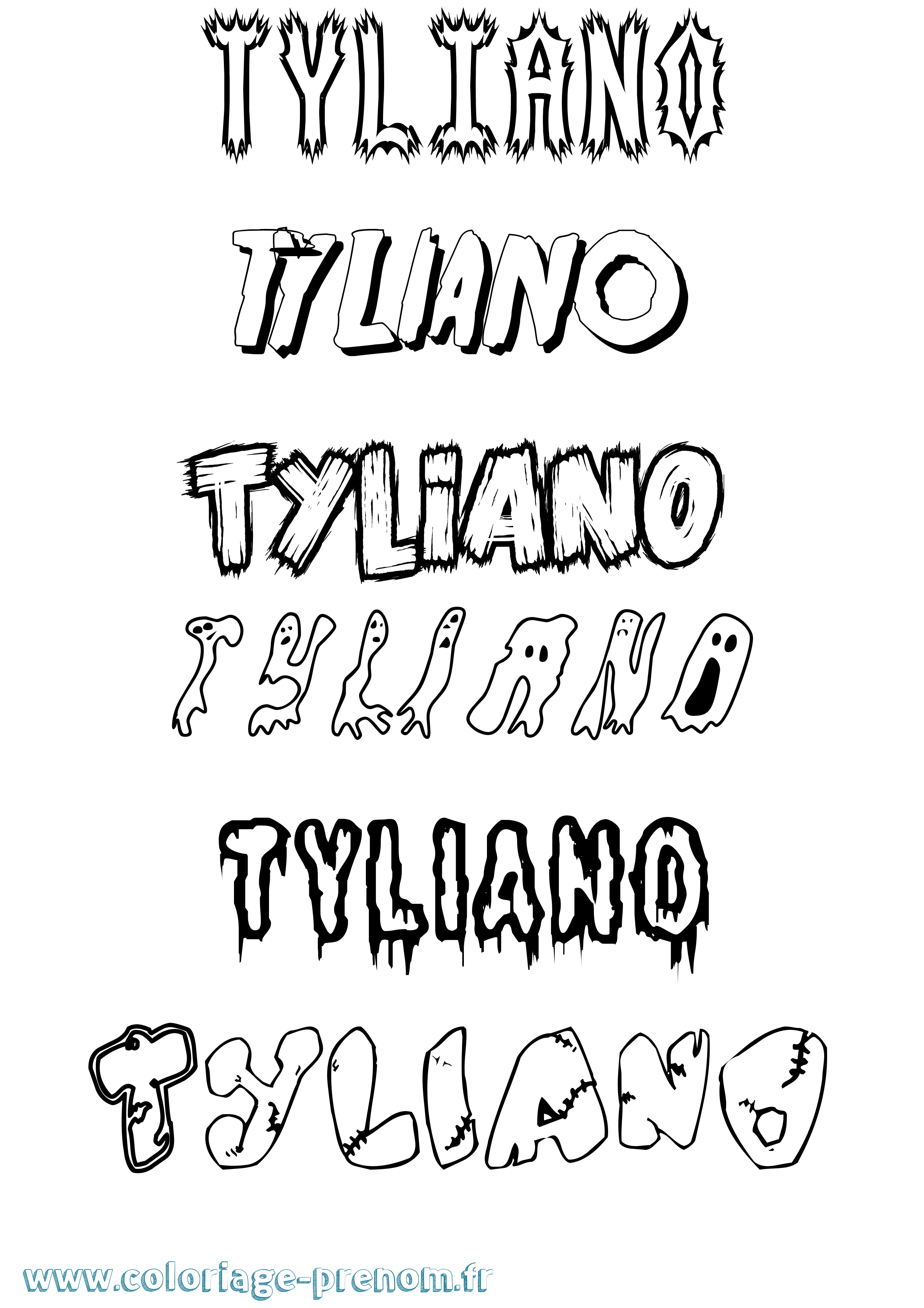 Coloriage Tyliano Frisson Coloriage prénom Tyliano Frisson