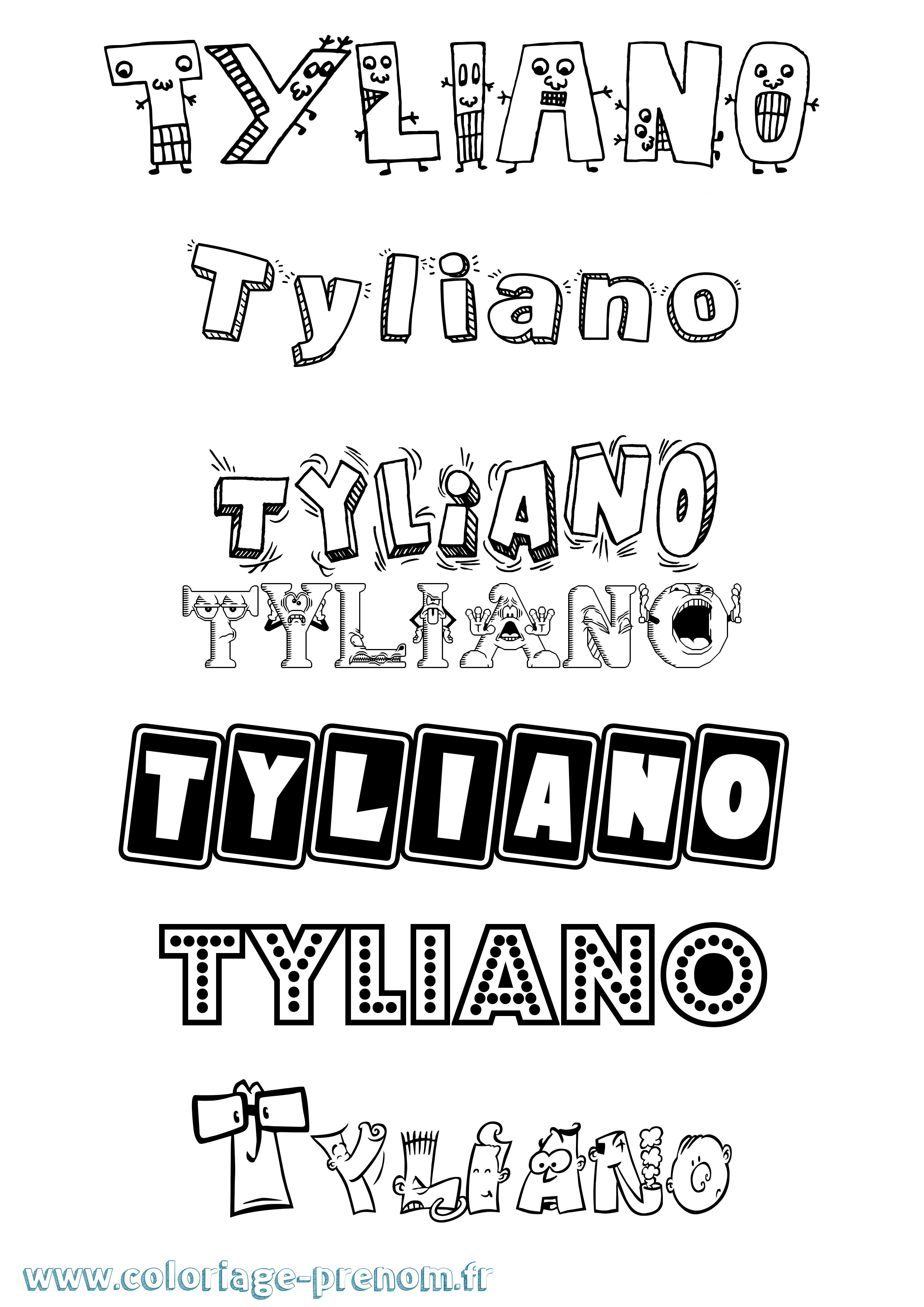 Coloriage Tyliano Fun Coloriage prénom Tyliano Fun