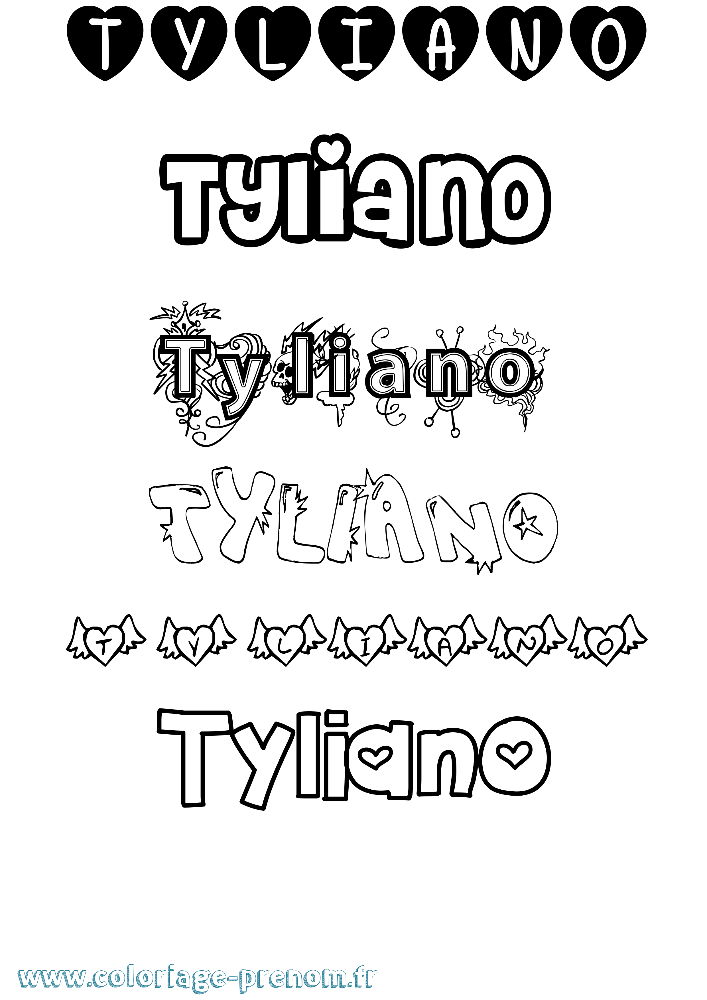 Coloriage Tyliano Girly Coloriage prénom Tyliano Girly