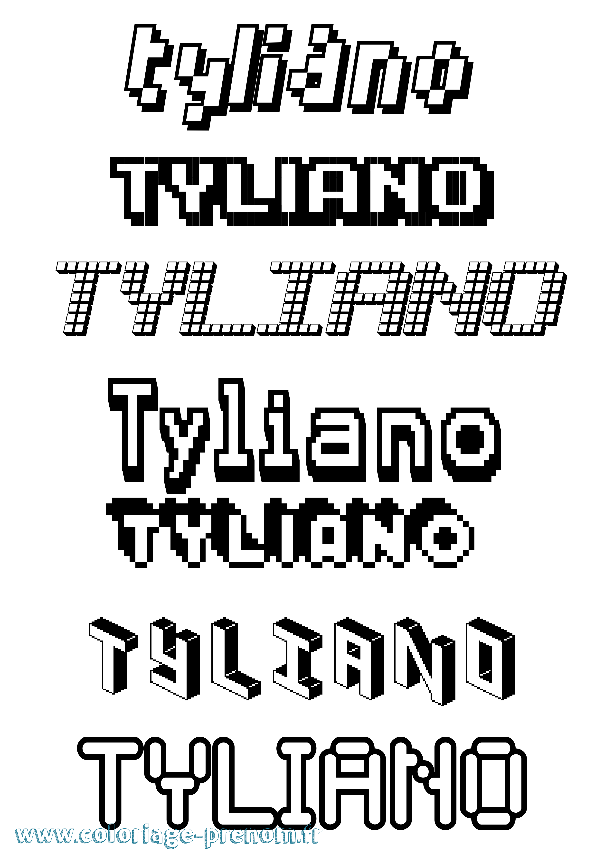 Coloriage Tyliano Pixel Coloriage prénom Tyliano Pixel
