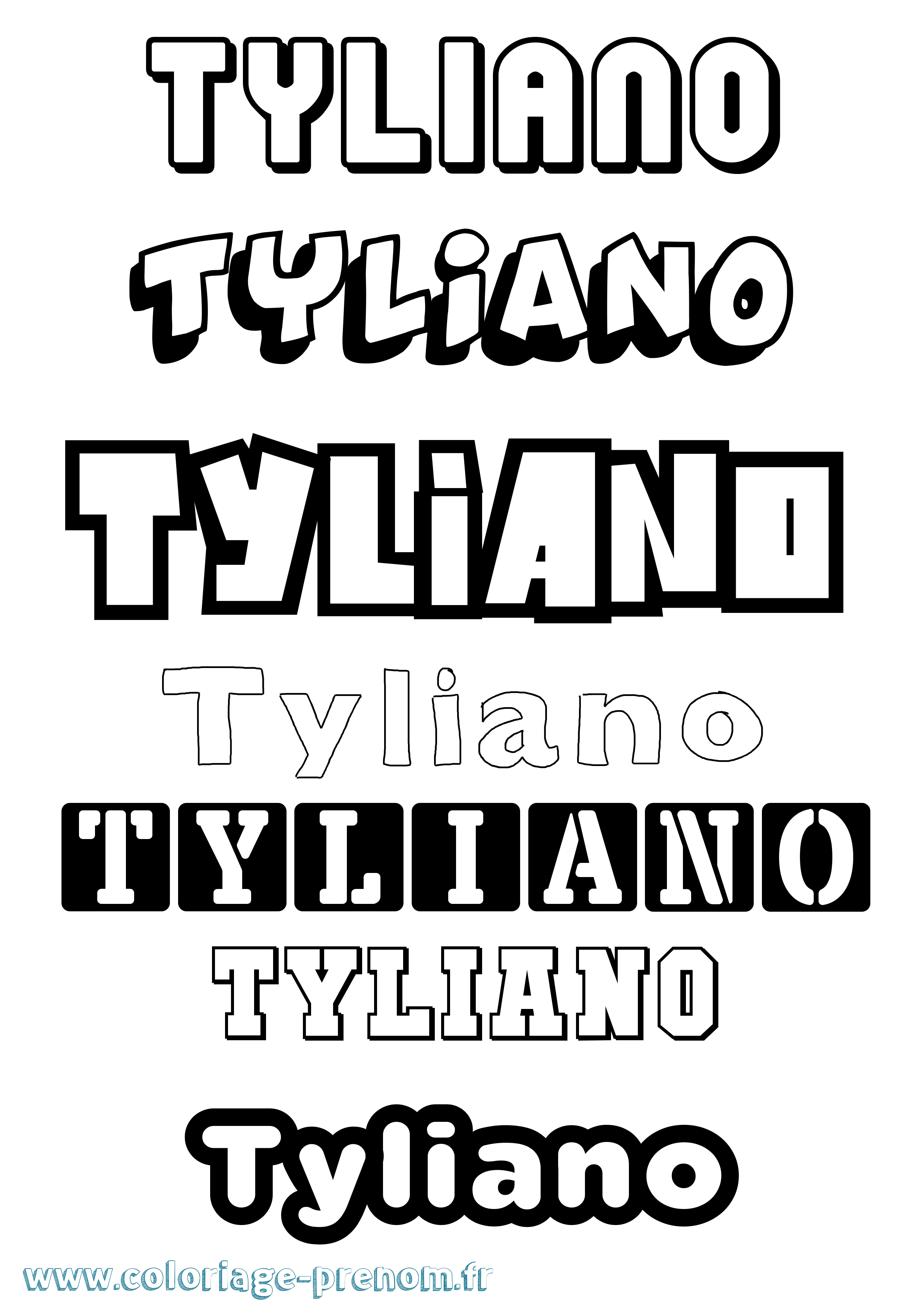 Coloriage Tyliano Simple Coloriage prénom Tyliano Simple