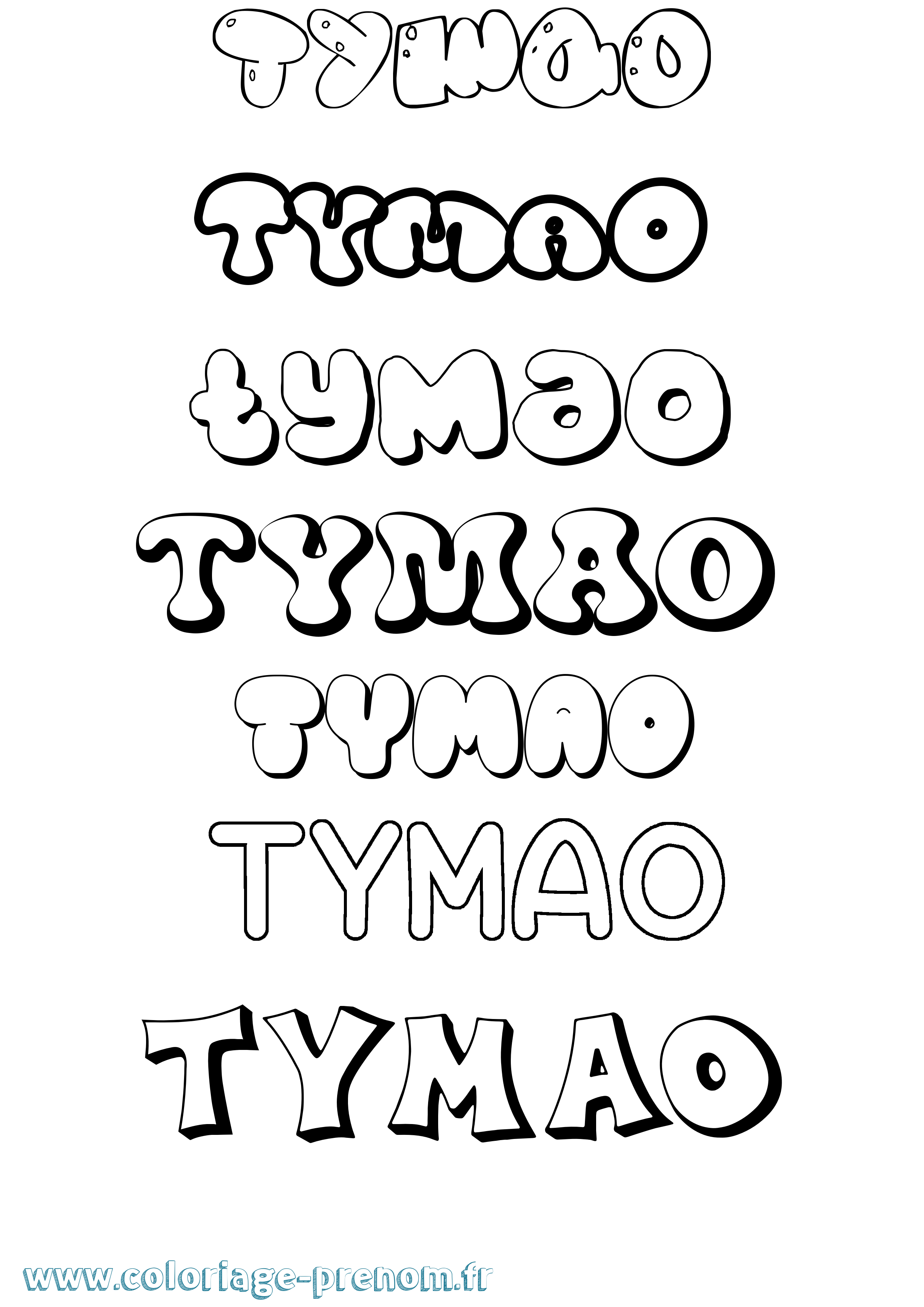Coloriage Tymao Bubble Coloriage prénom Tymao Bubble
