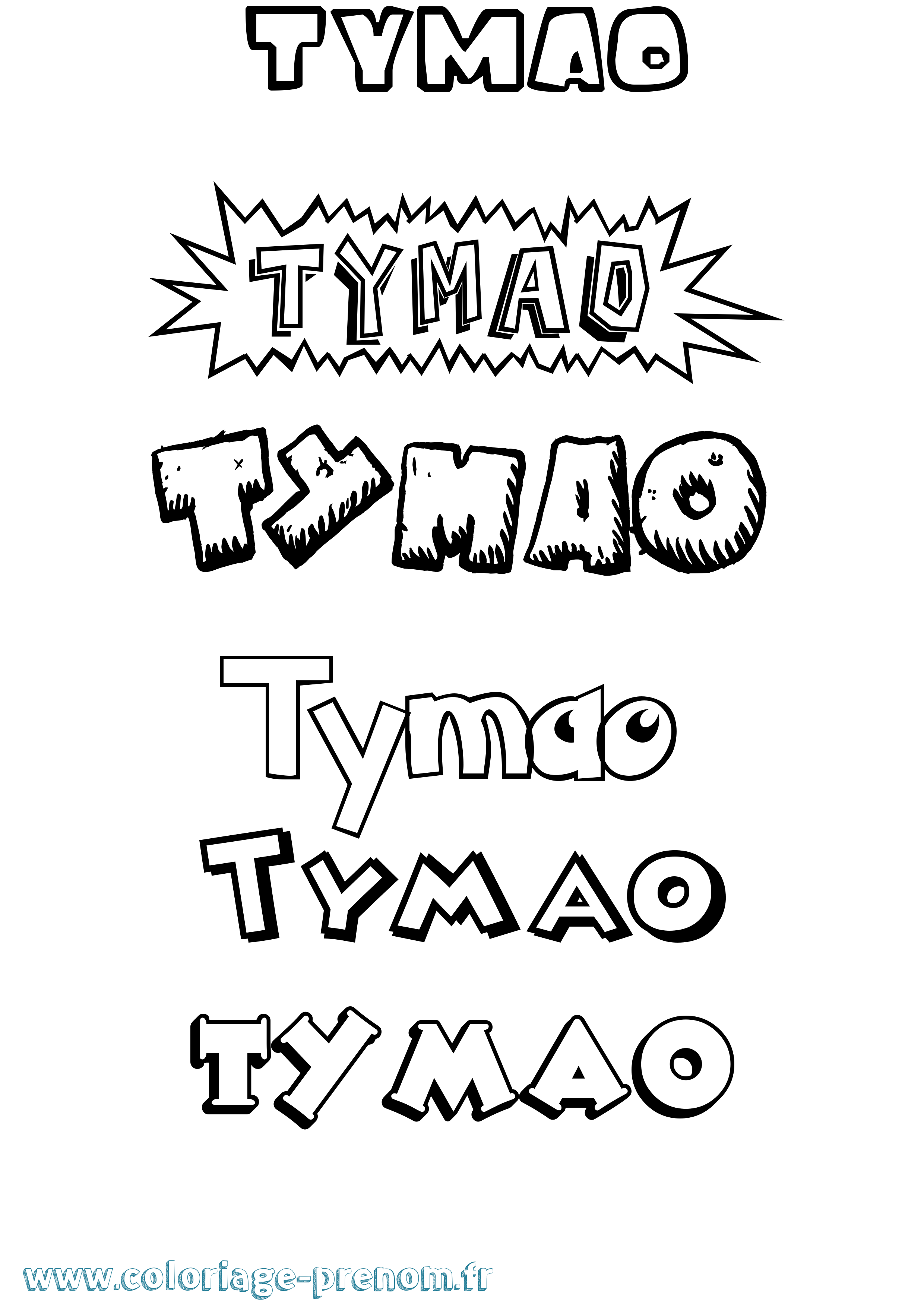 Coloriage Tymao Dessin Animé Coloriage prénom Tymao Dessin Animé
