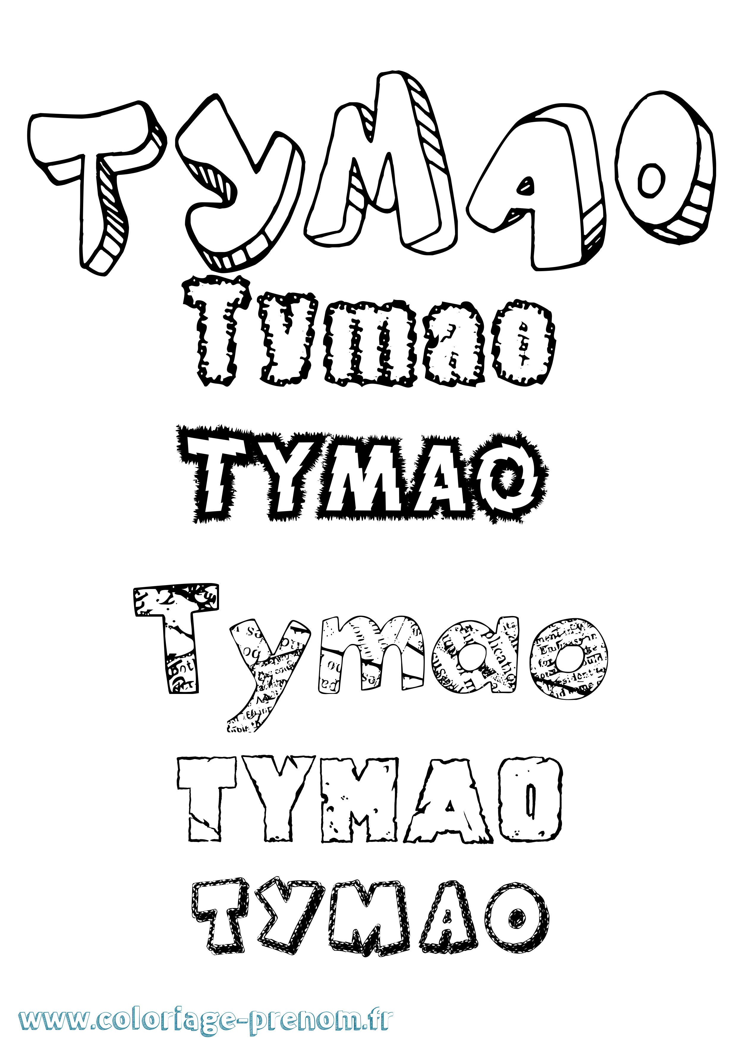 Coloriage Tymao Destructuré Coloriage prénom Tymao Destructuré