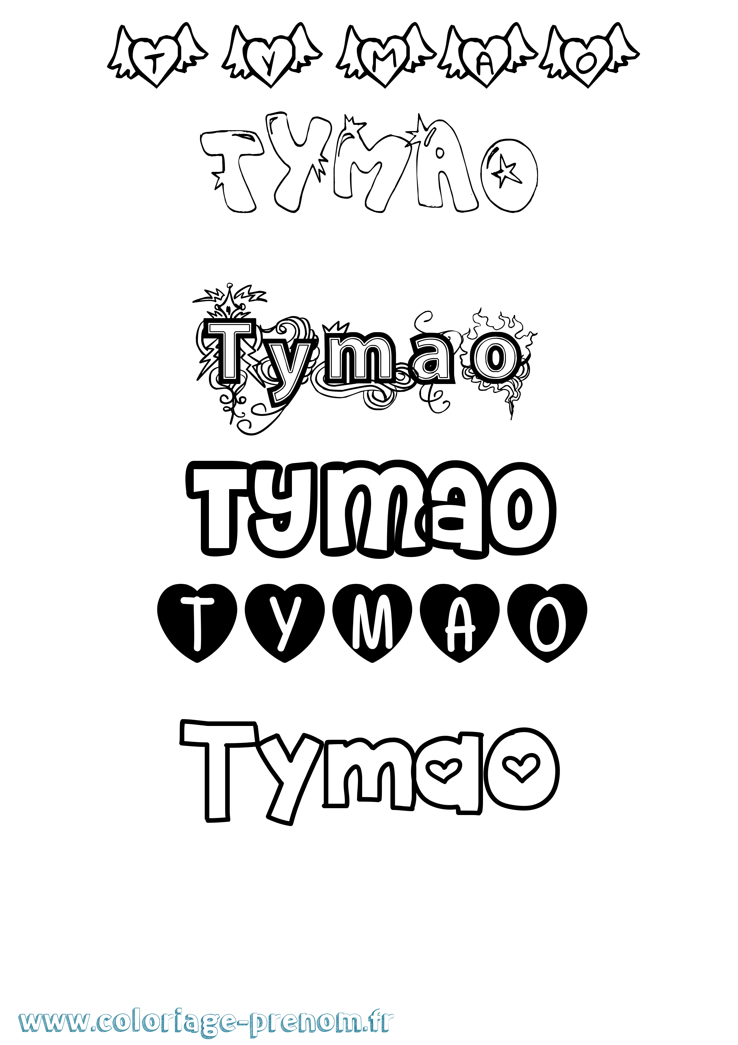 Coloriage Tymao Girly Coloriage prénom Tymao Girly