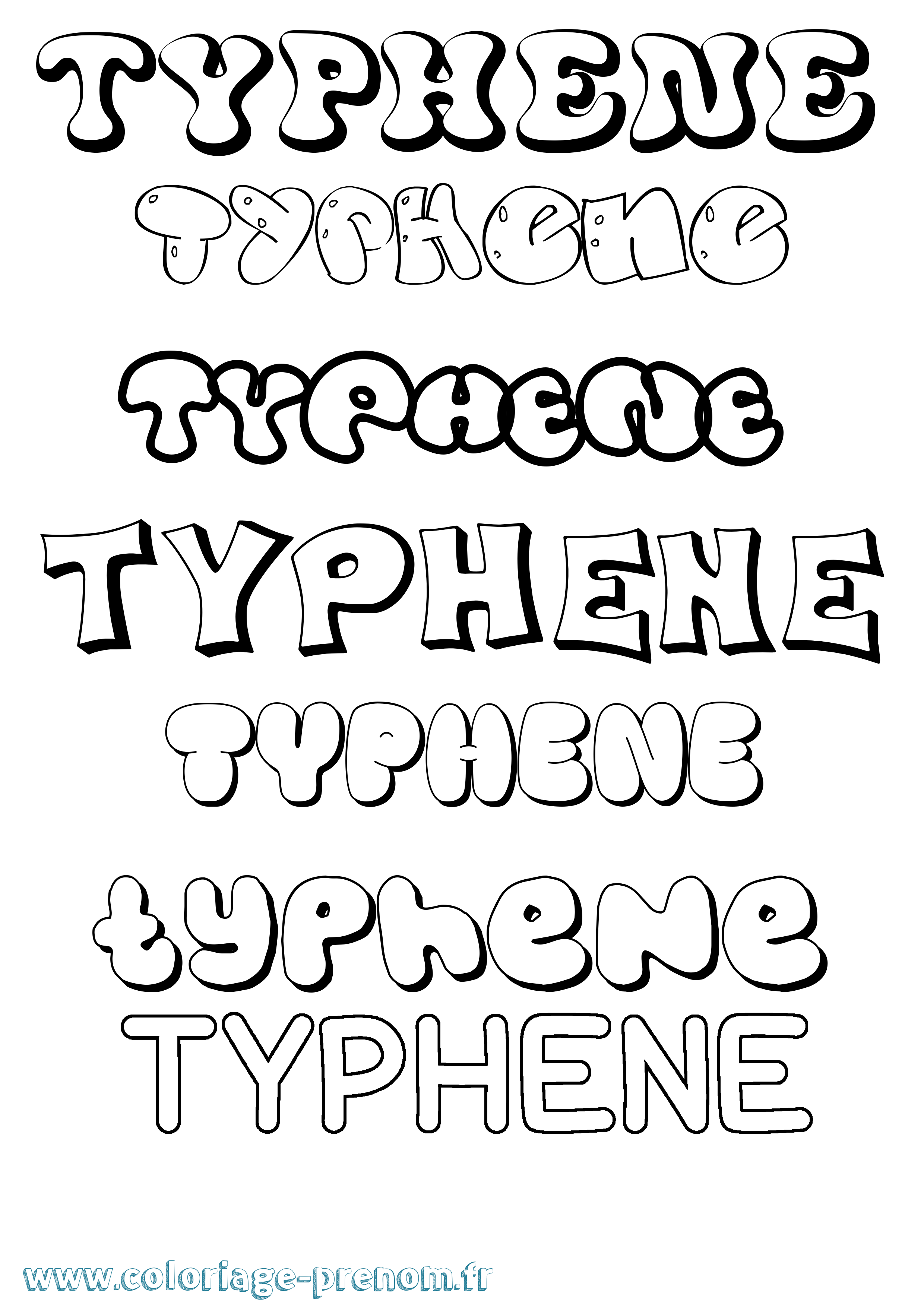 Coloriage Typhene Bubble Coloriage prénom Typhene Bubble