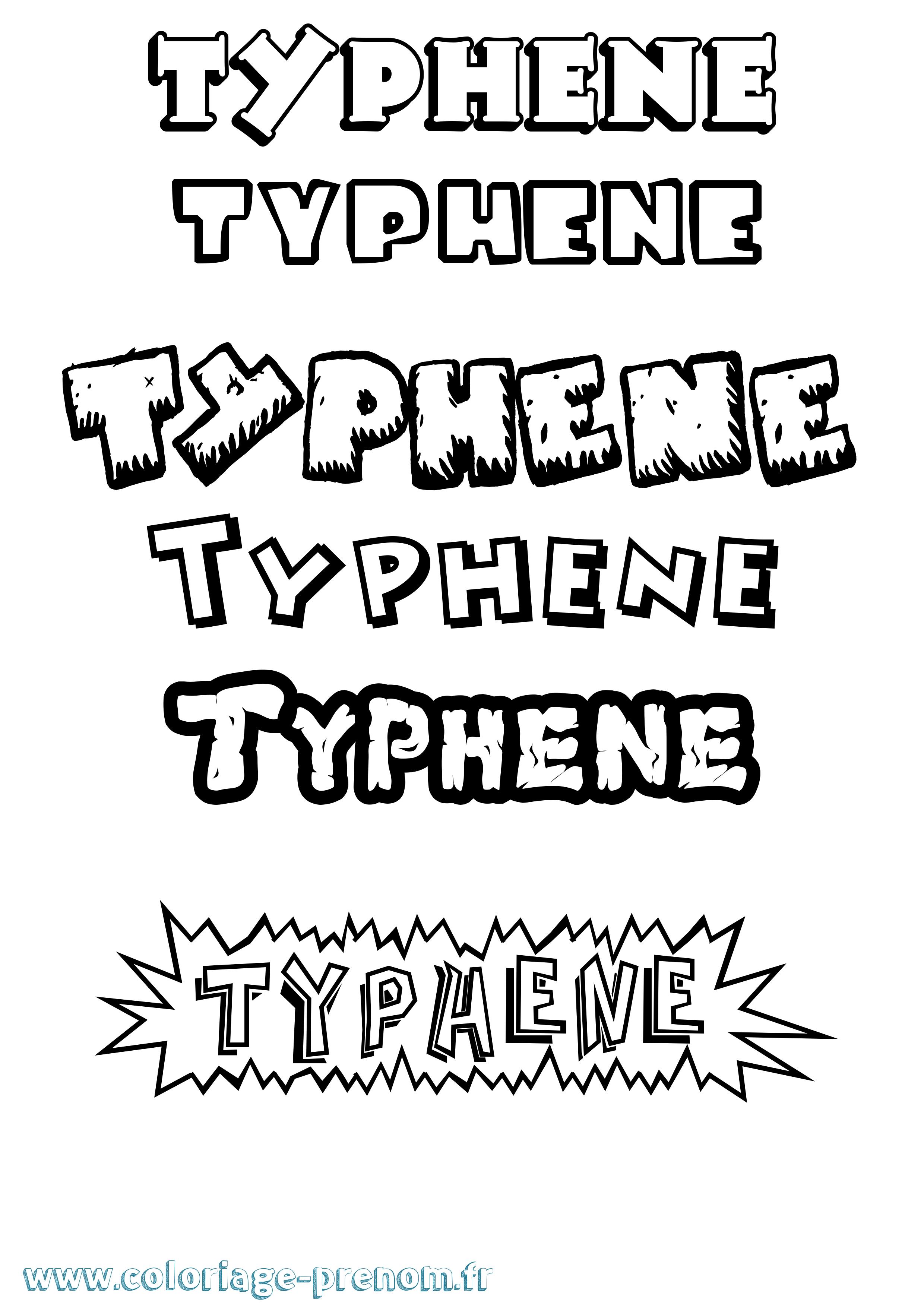 Coloriage Typhene Dessin Animé Coloriage prénom Typhene Dessin Animé